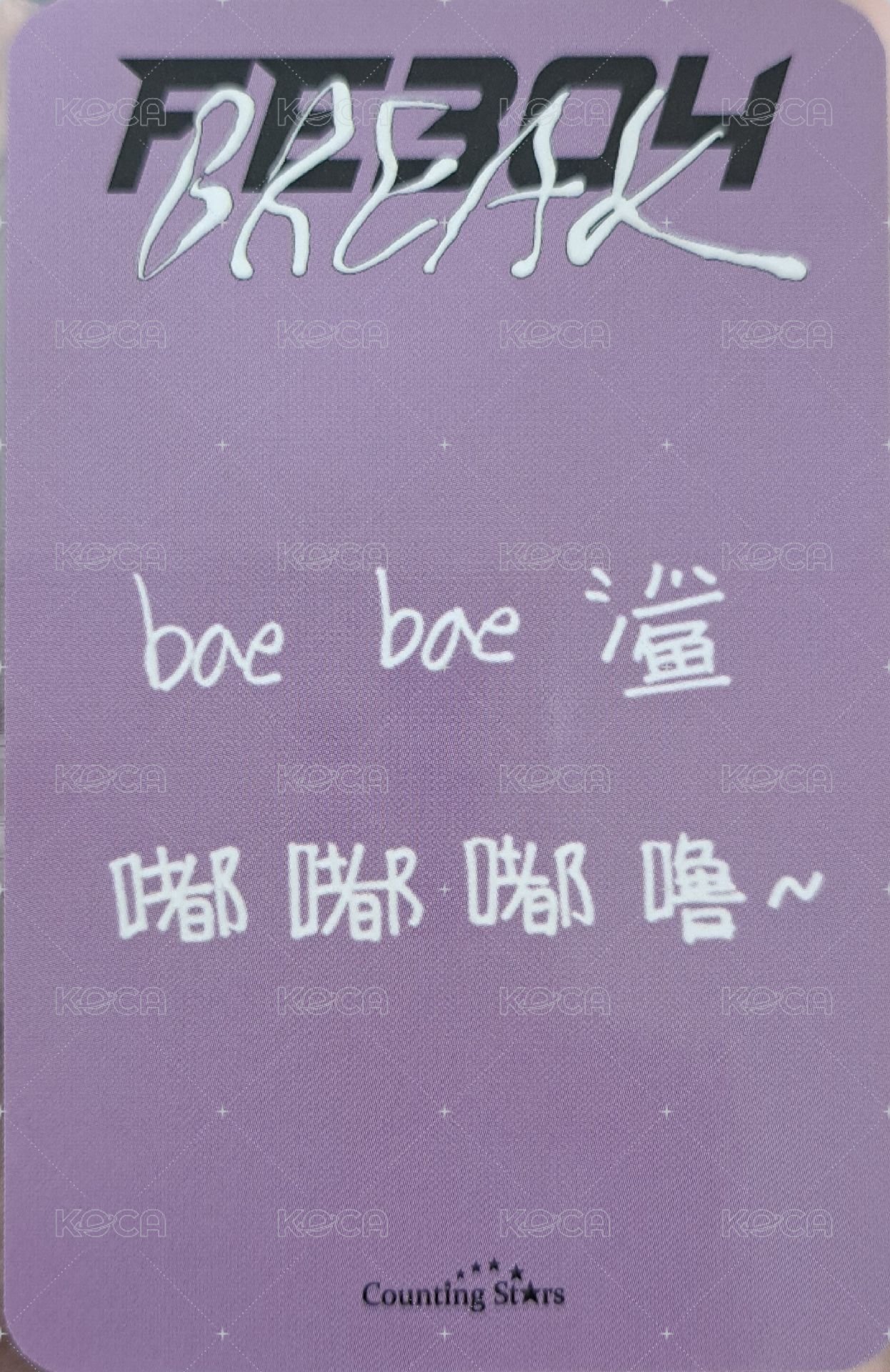 BREAK 數星星 4.0 簽售卡 蛋撻裴 背面