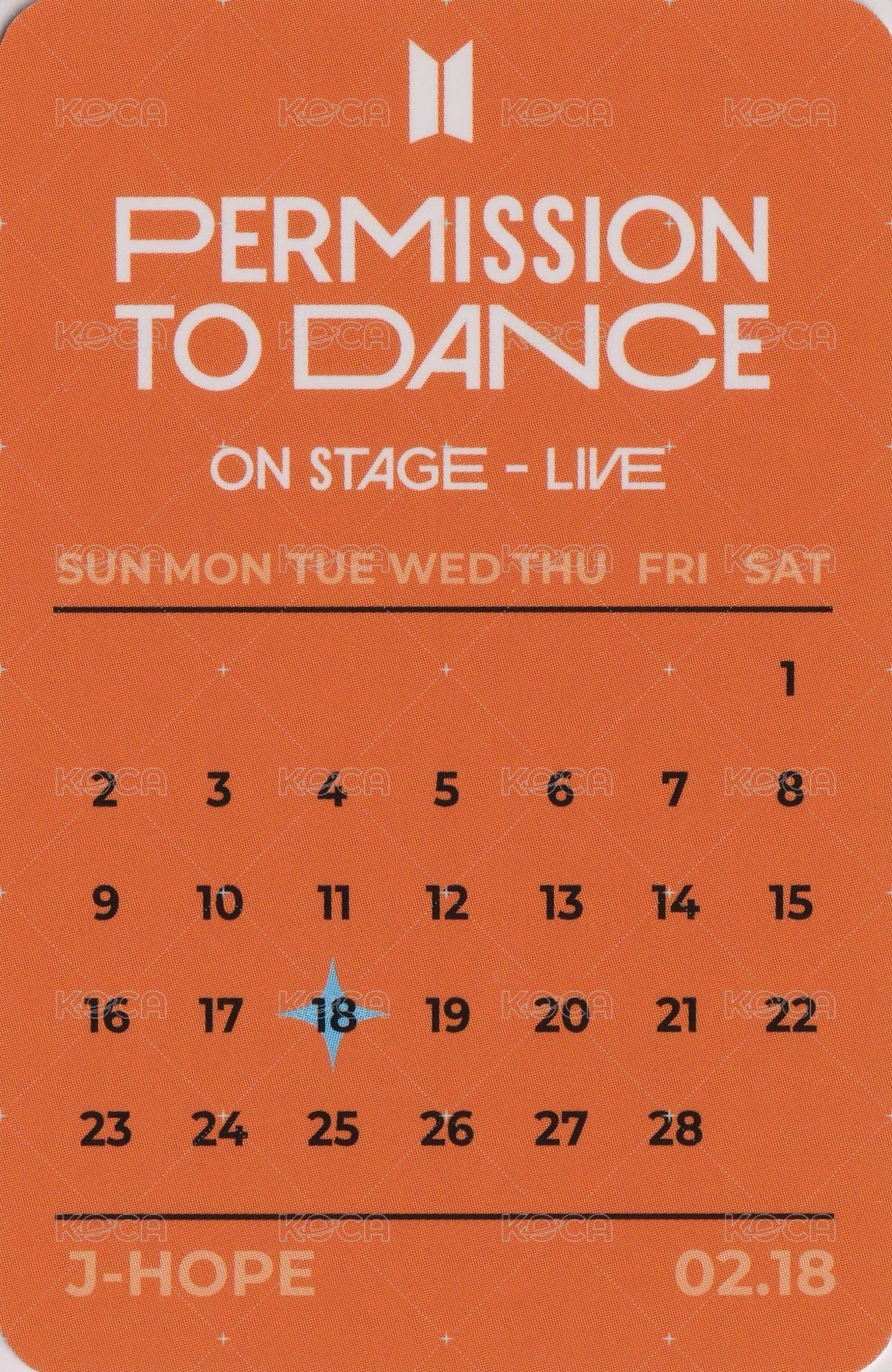 PTD Live yes24 特典卡  背面