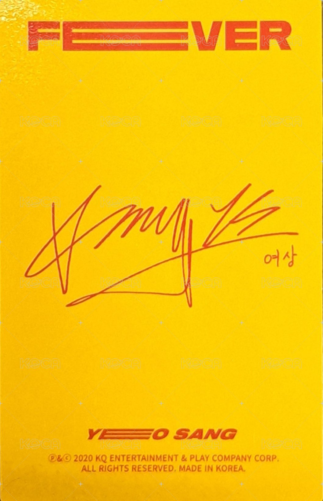 Fever pt.1 周邊卡 Name Tag 背面