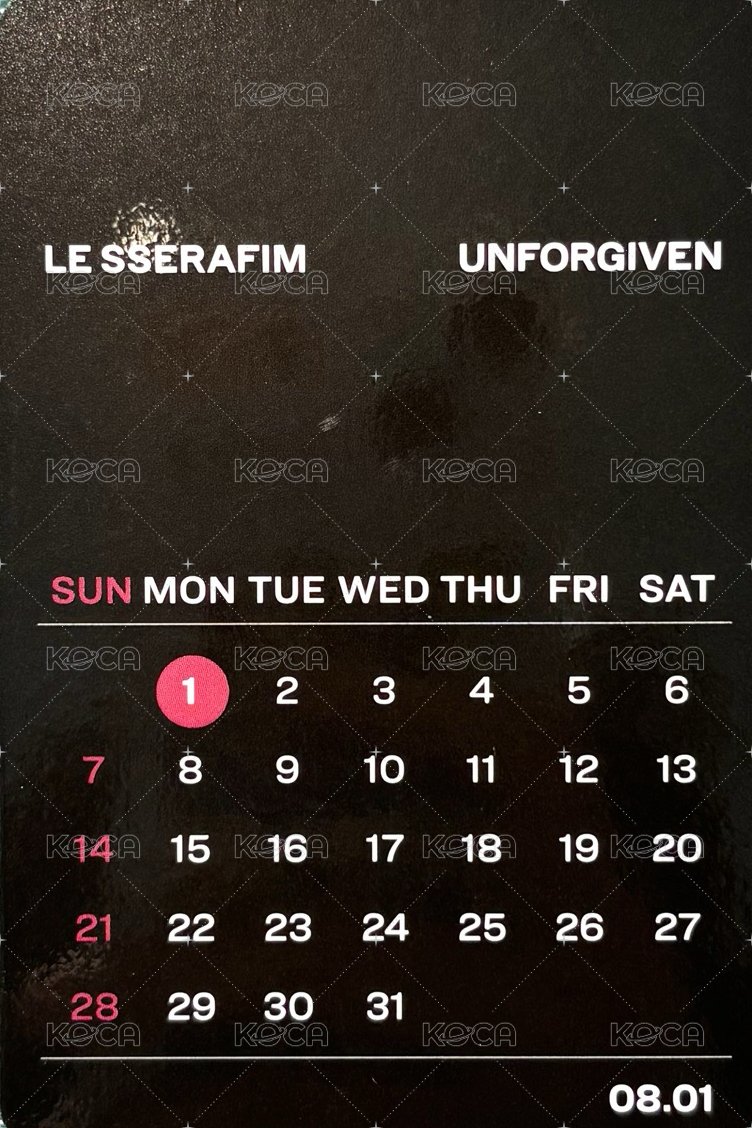 UNFORGIVEN yes24 生日卡背 特典卡  背面