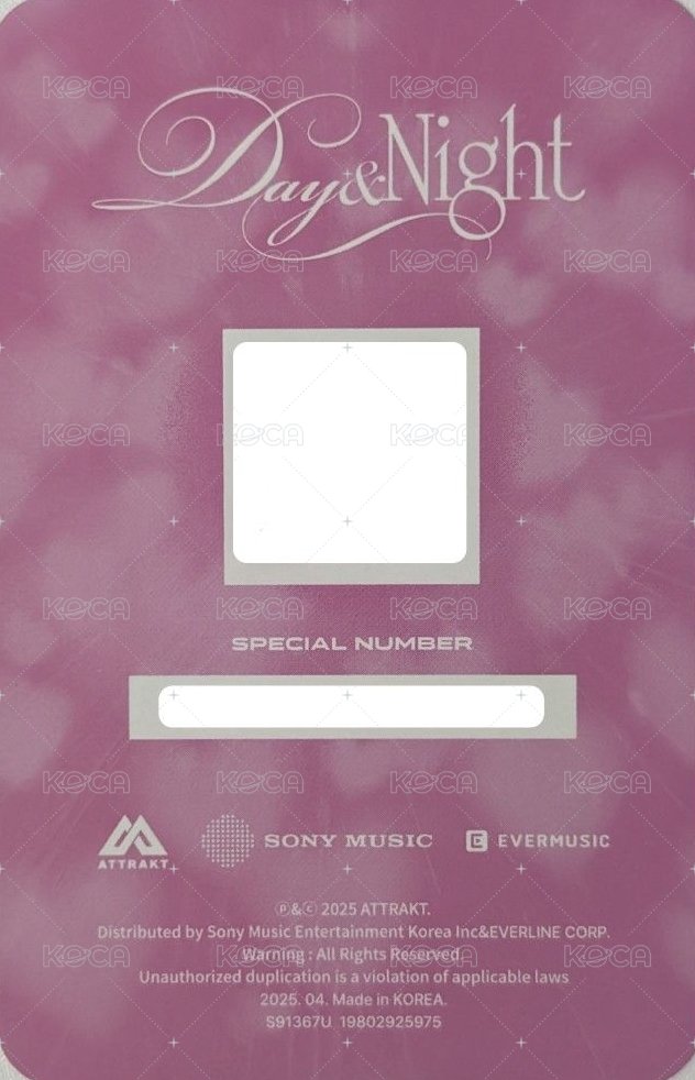 Day & Night 專輯卡 Ever Music版 Day ver. QR卡 背面