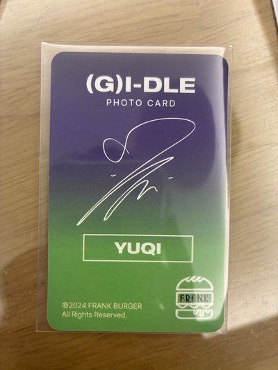 idle yuqi 雨琦 frank漢堡卡 代言卡 ver.B