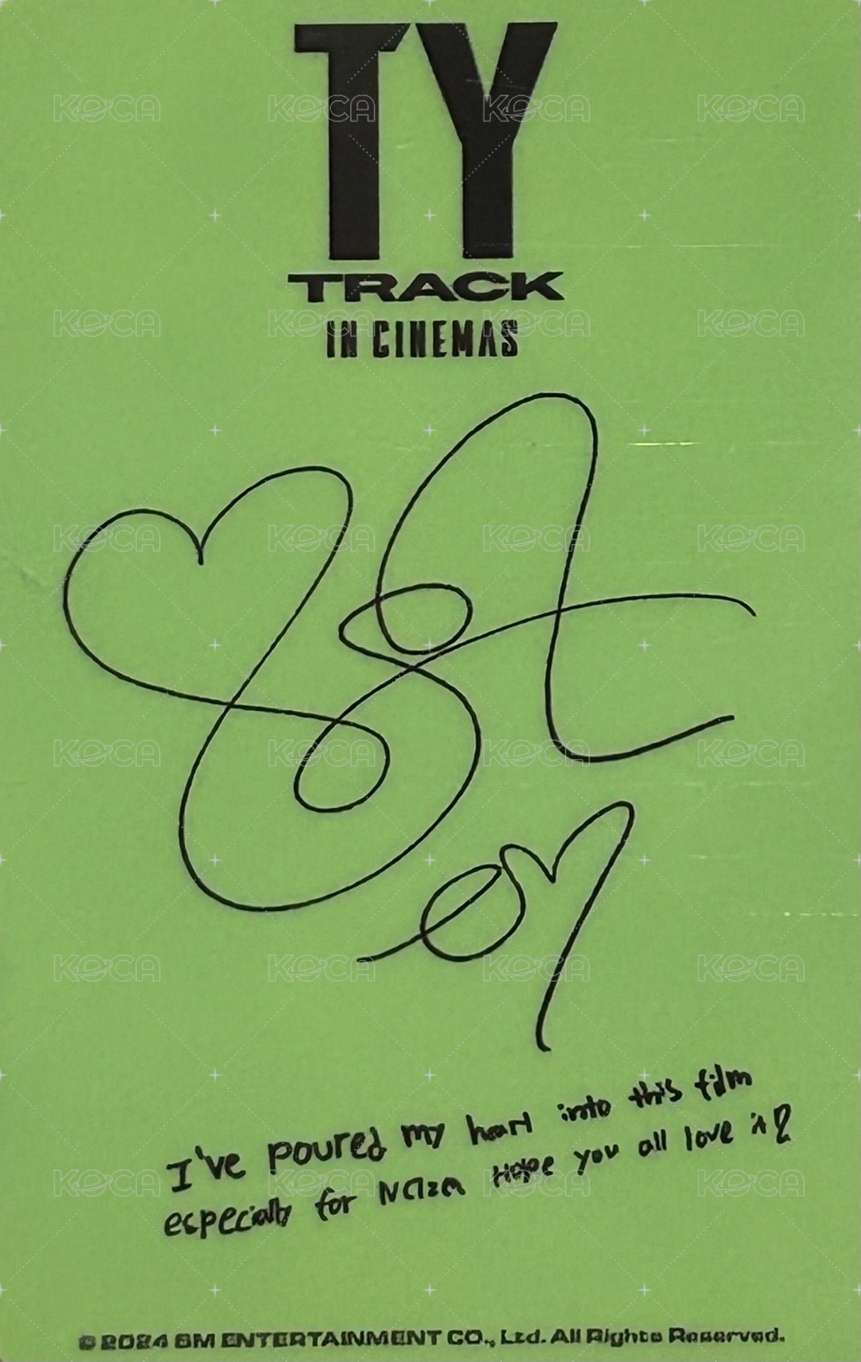 TY TRACK IN CINEMAS  入場卡 / 場限卡  背面