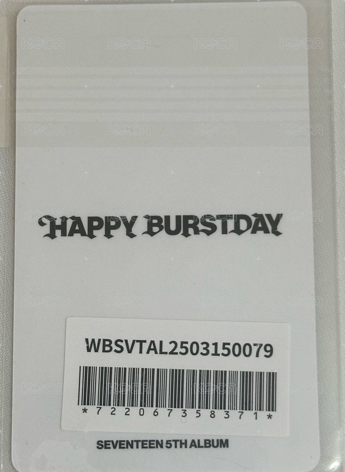 正五 日咖 CARAT ver 特典卡  背面