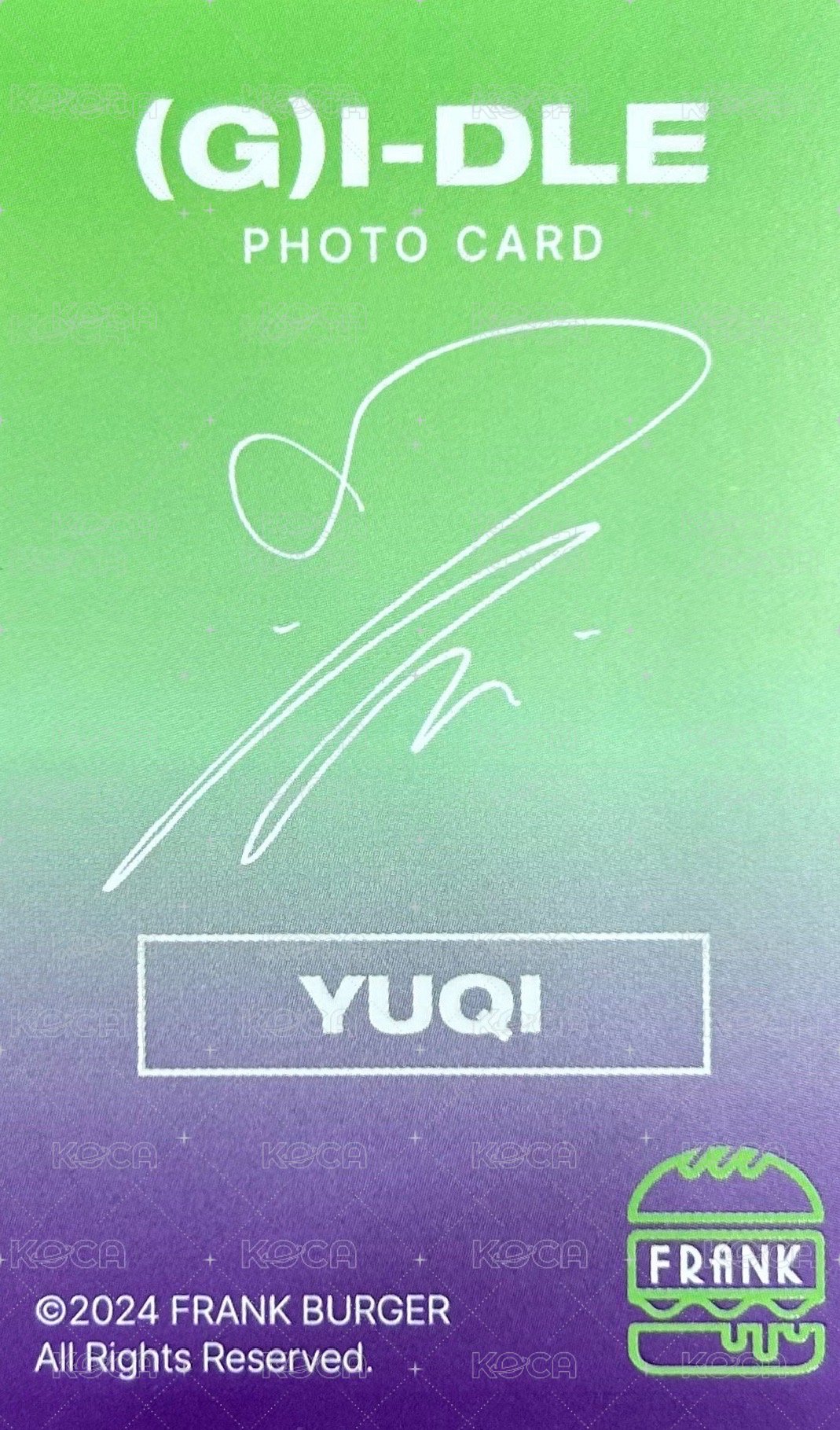 代言卡 漢堡卡琦 比耶琦 背面