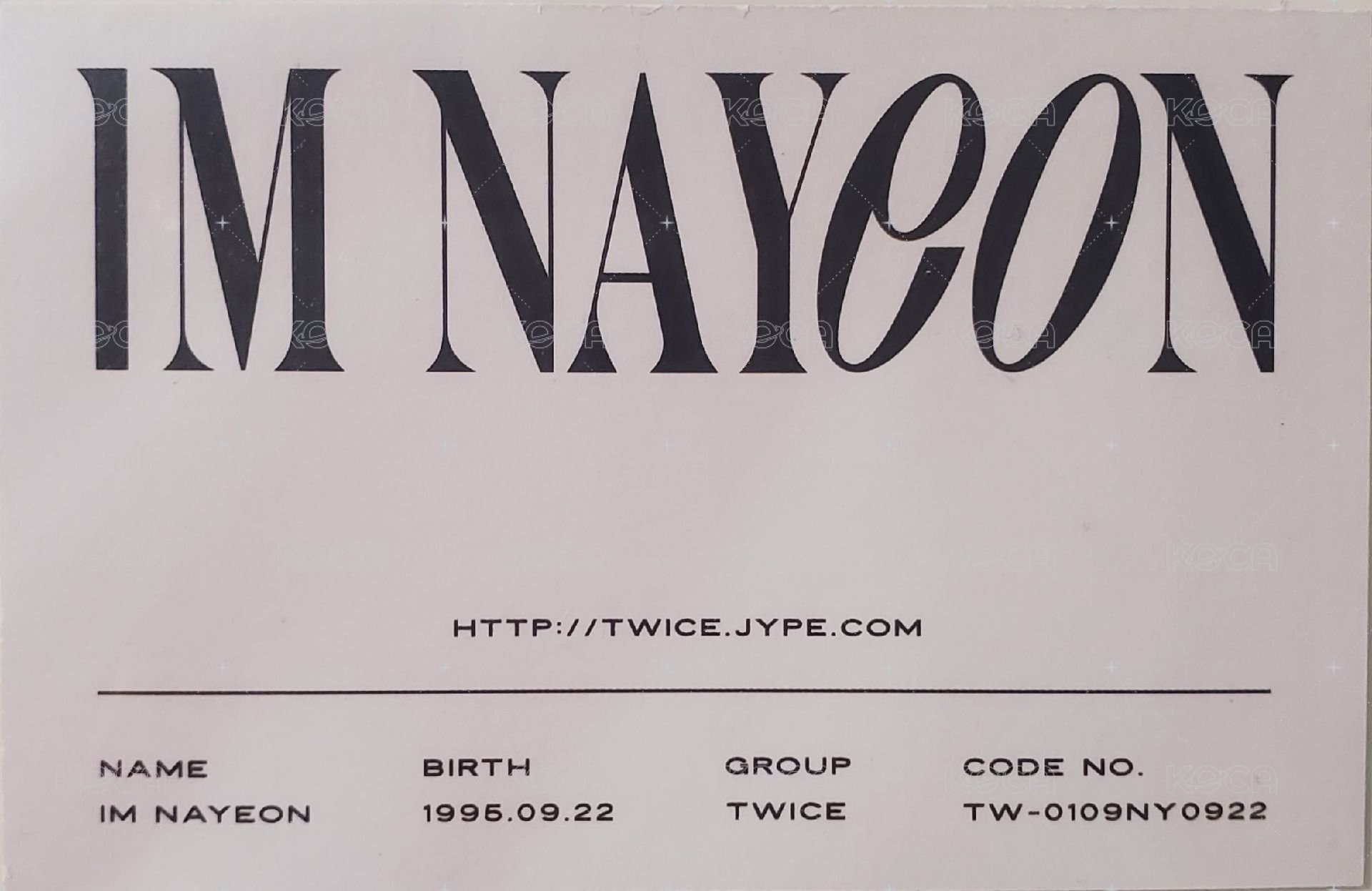 IM NAYEON 專輯卡  背面