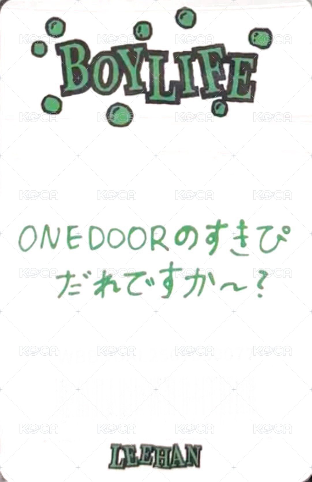 BOYLIFE 日咖 幸運卡 5 背面