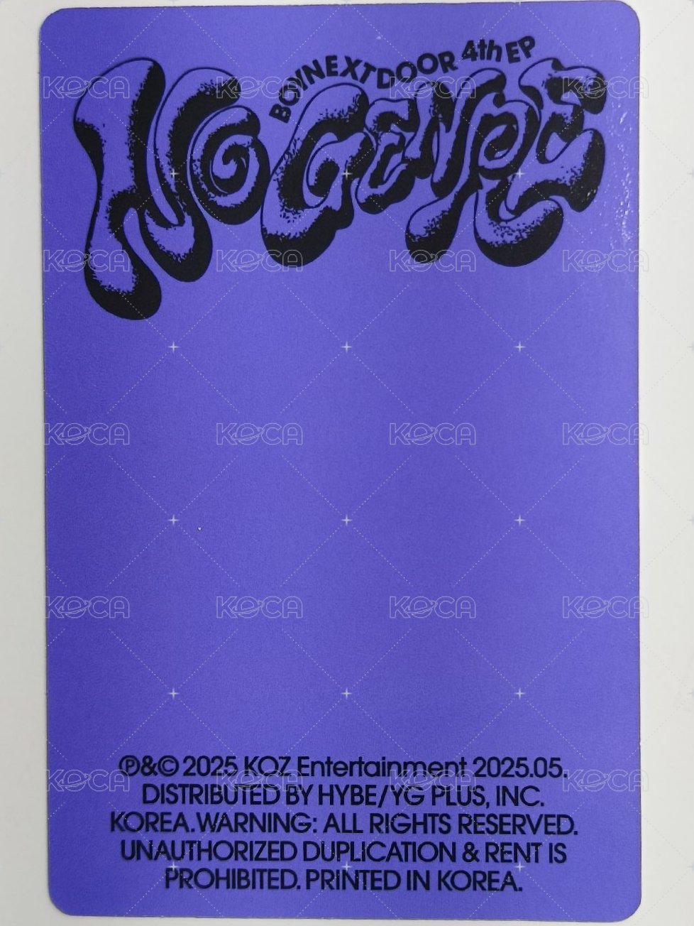 No Genre wvs USA 特典卡  背面