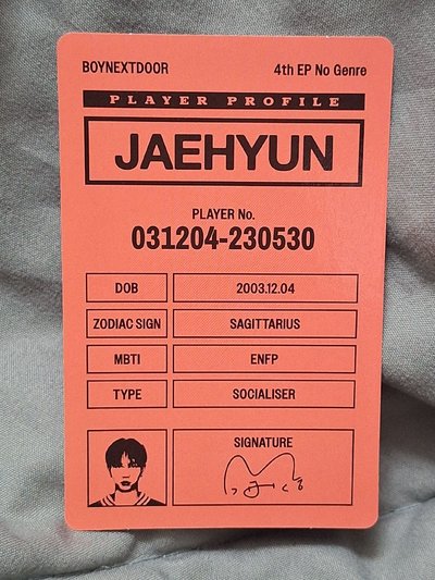 No Genre JAEHYUN 單封專卡