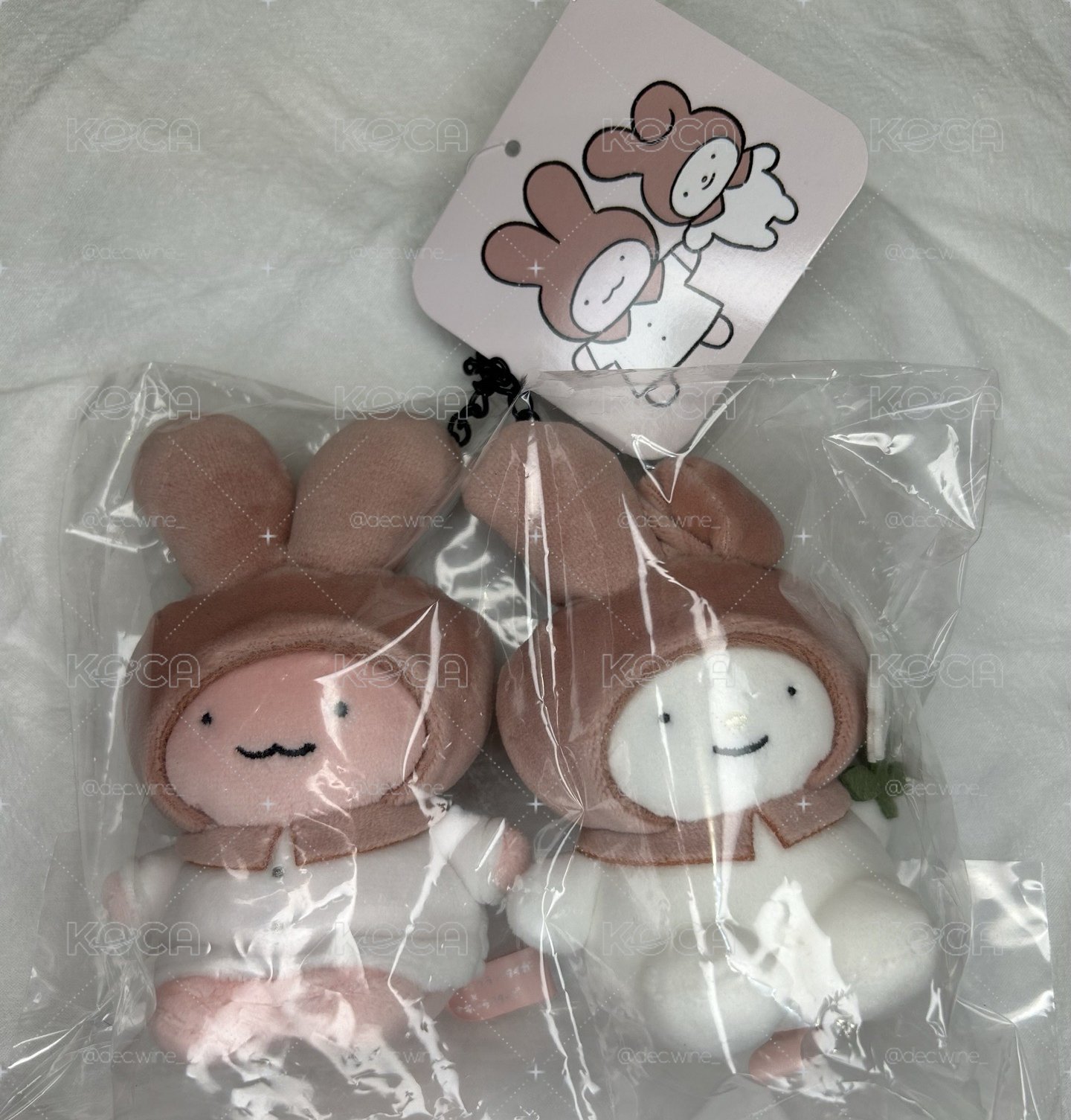 <降售>小白虎與黑虎蝦 × 三麗鷗角色 迷你吊飾雙入組（兔兔醫生 & My Melody）