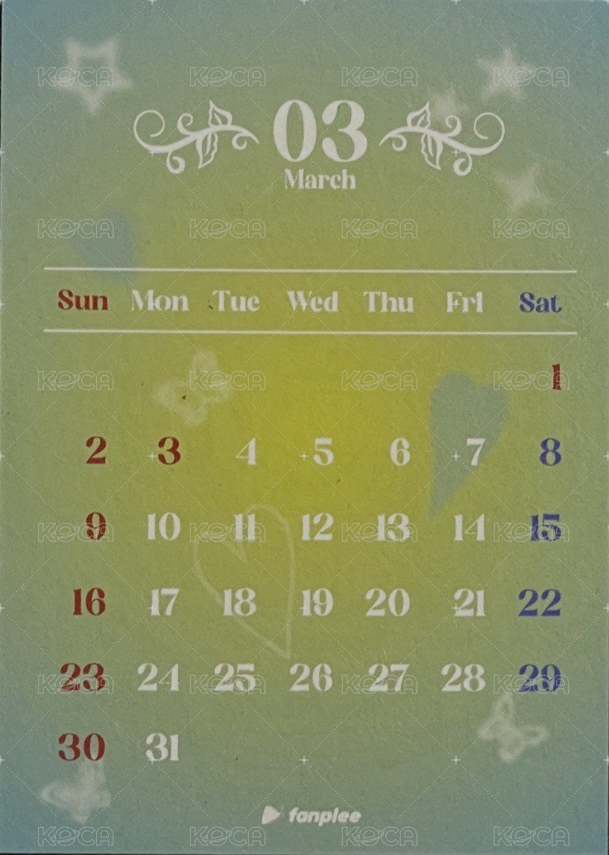 2025年曆 fp 特典卡 月曆卡 背面