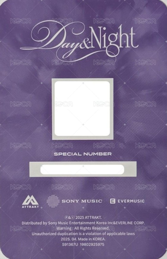 Day & Night 專輯卡 Ever Music版 Night ver. QR卡 背面