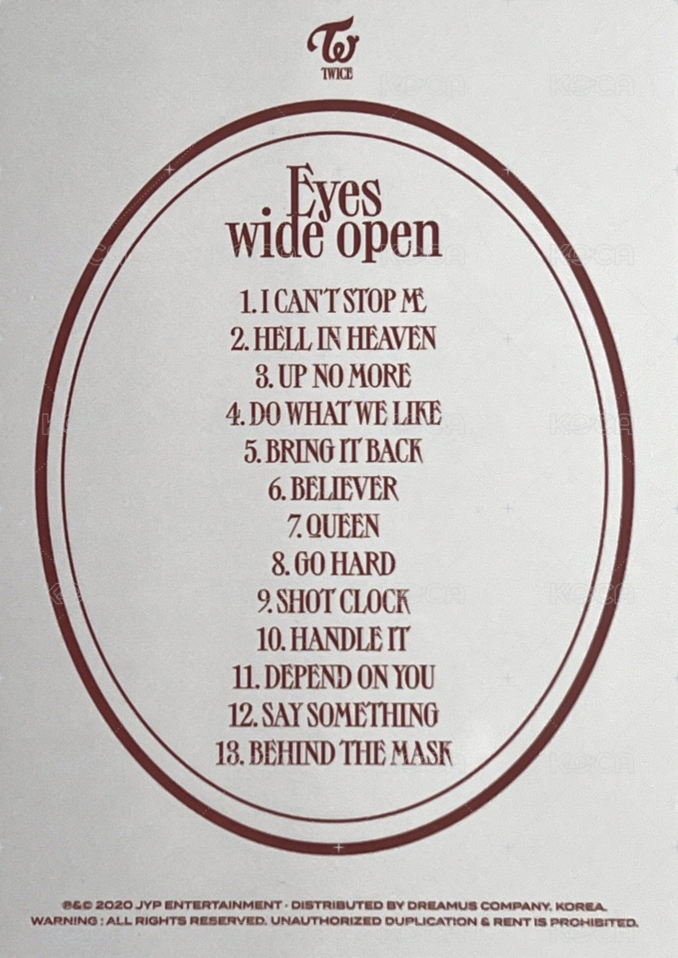 Eyes Wide Open 專輯卡 團體閃卡 背面