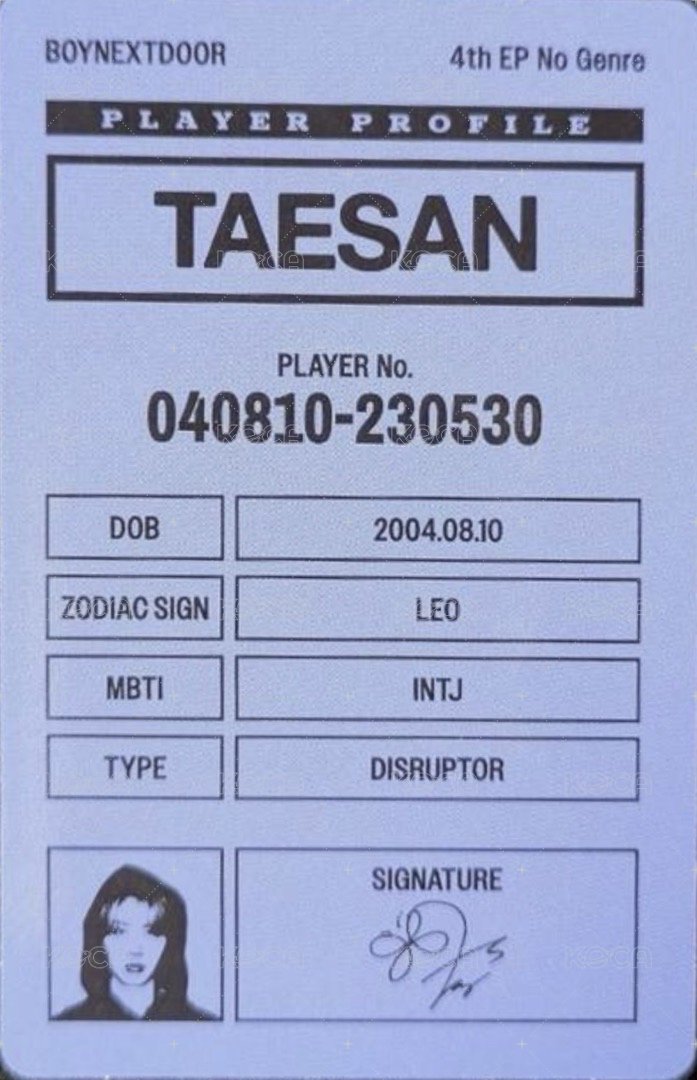 No Genre 專輯卡 Board Game ver.4 背面