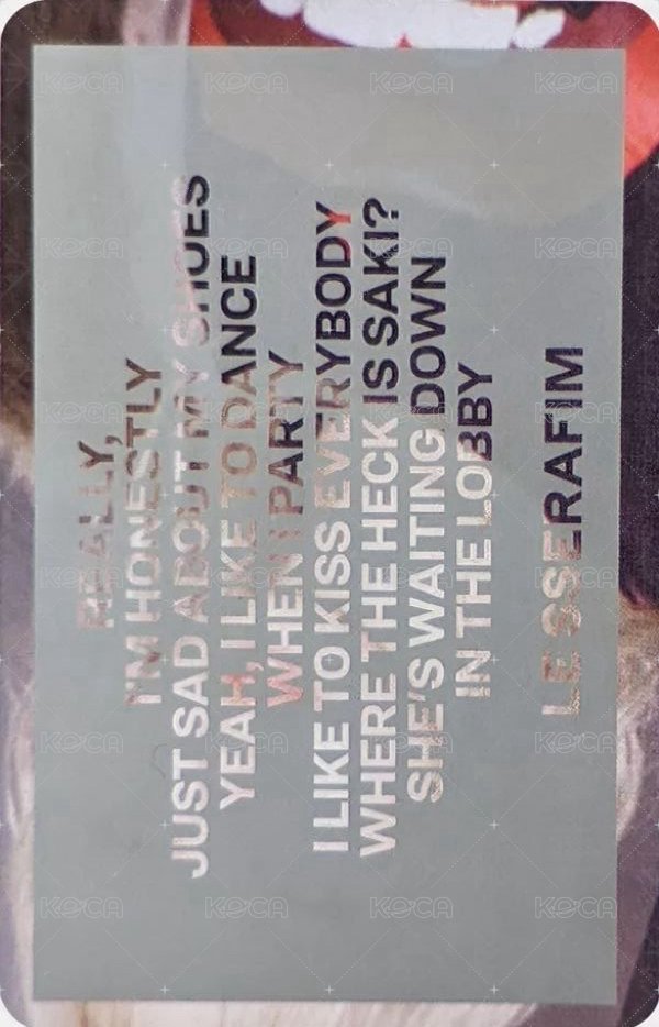 CRAZY 專輯卡 單封專卡 背面