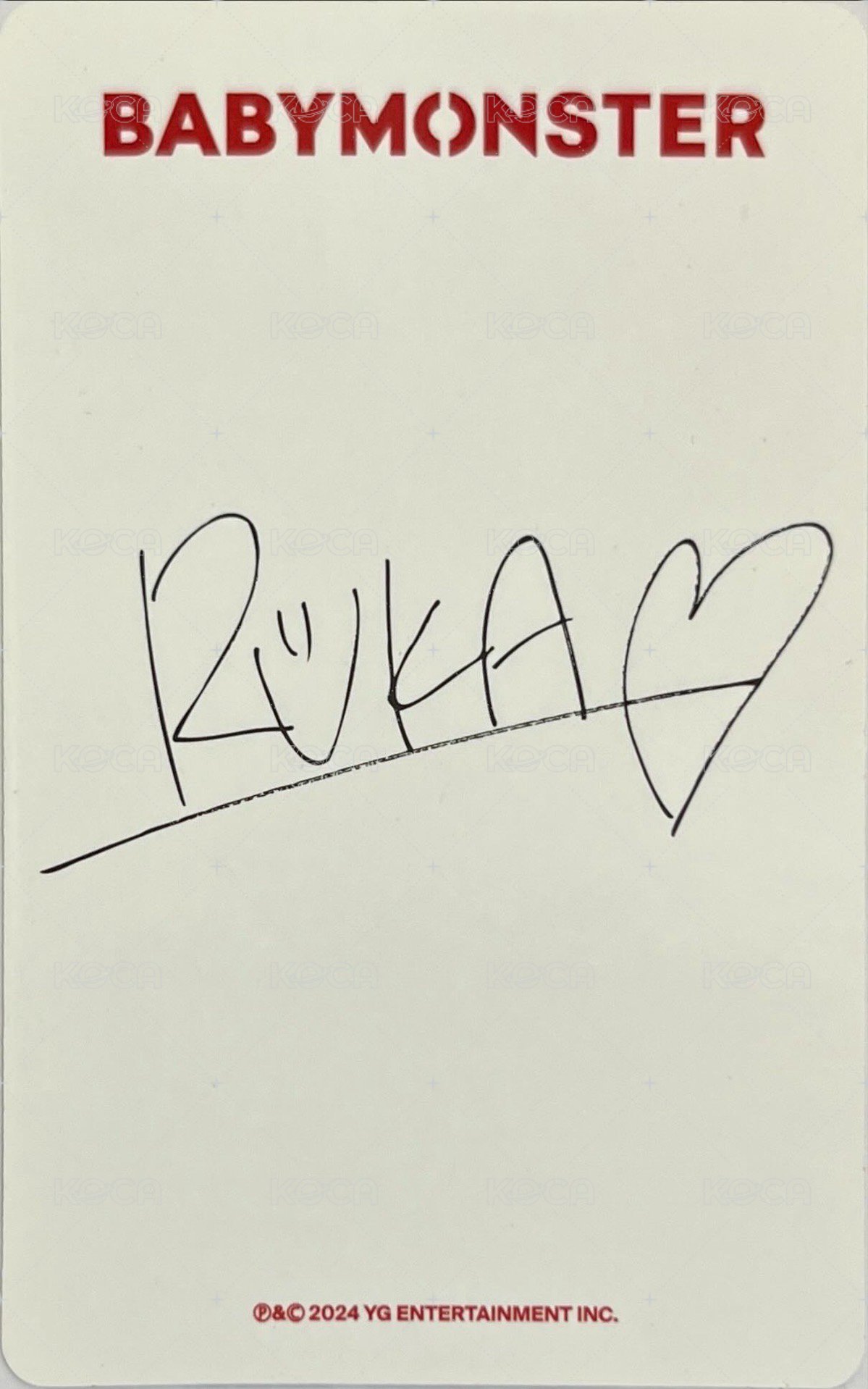 BABYMONS7ER yg 特典卡 預購禮 Ruka ver.A 背面