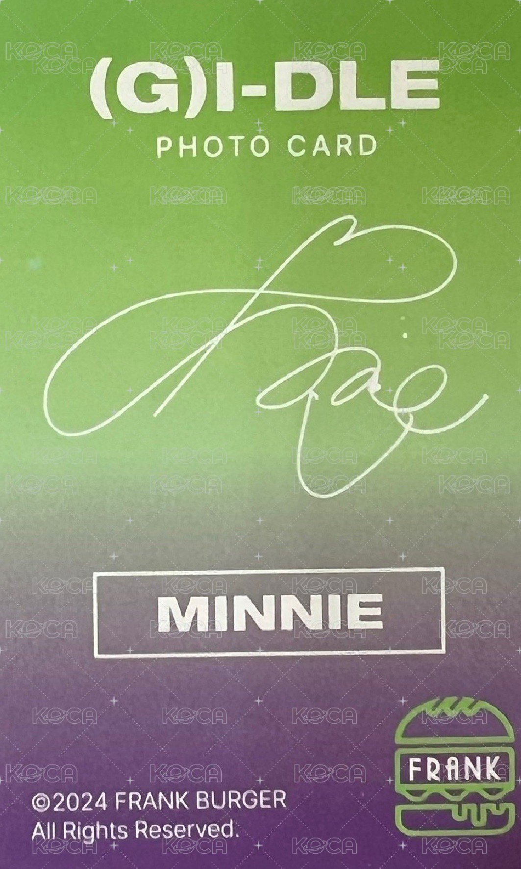 代言卡 FRANK BURGER 漢堡卡 背面