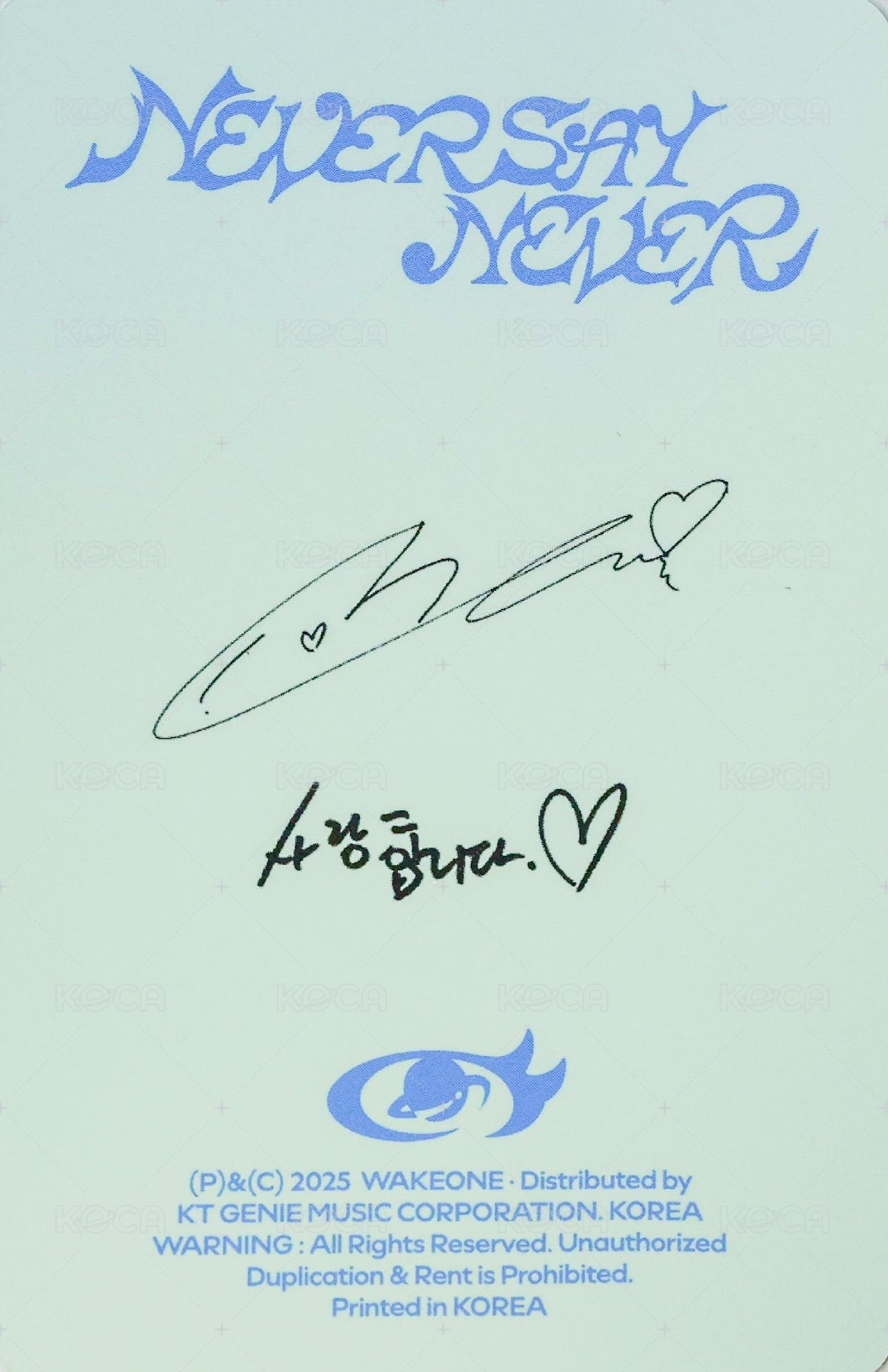 正規一 專輯卡 ORDINARY ver. 背面