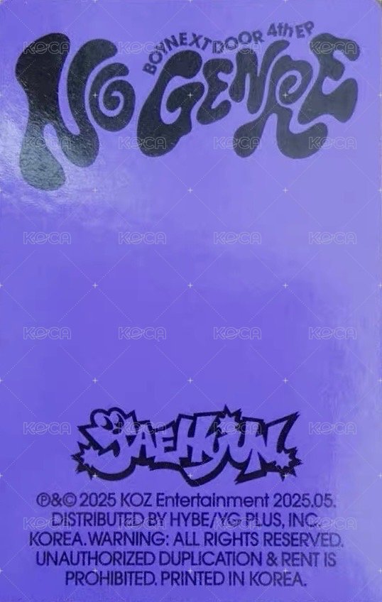 No Genre 專輯卡 No Matter ver.3 背面