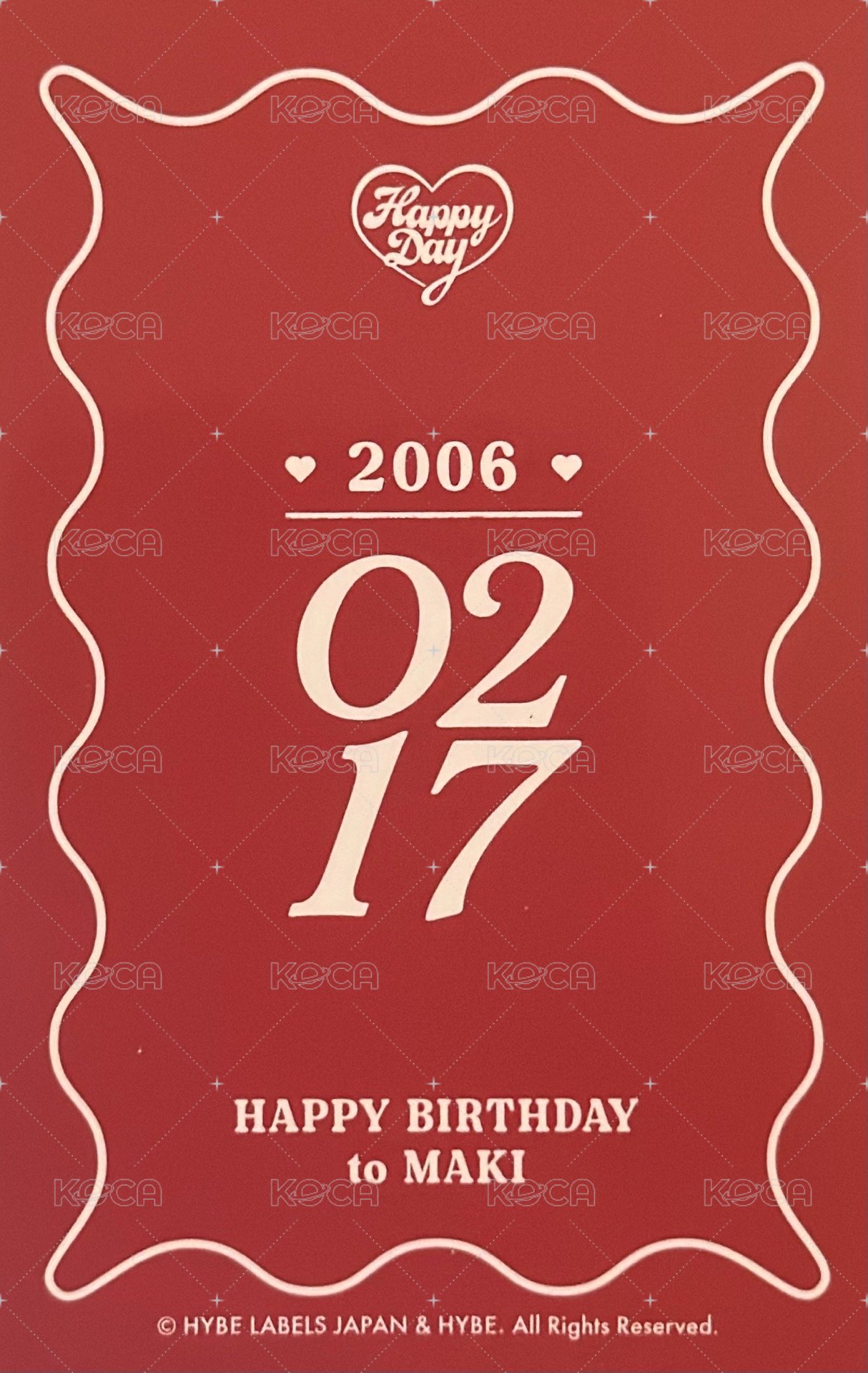 Happy Day  周邊卡 2024~2025 裝飾小卡 背面