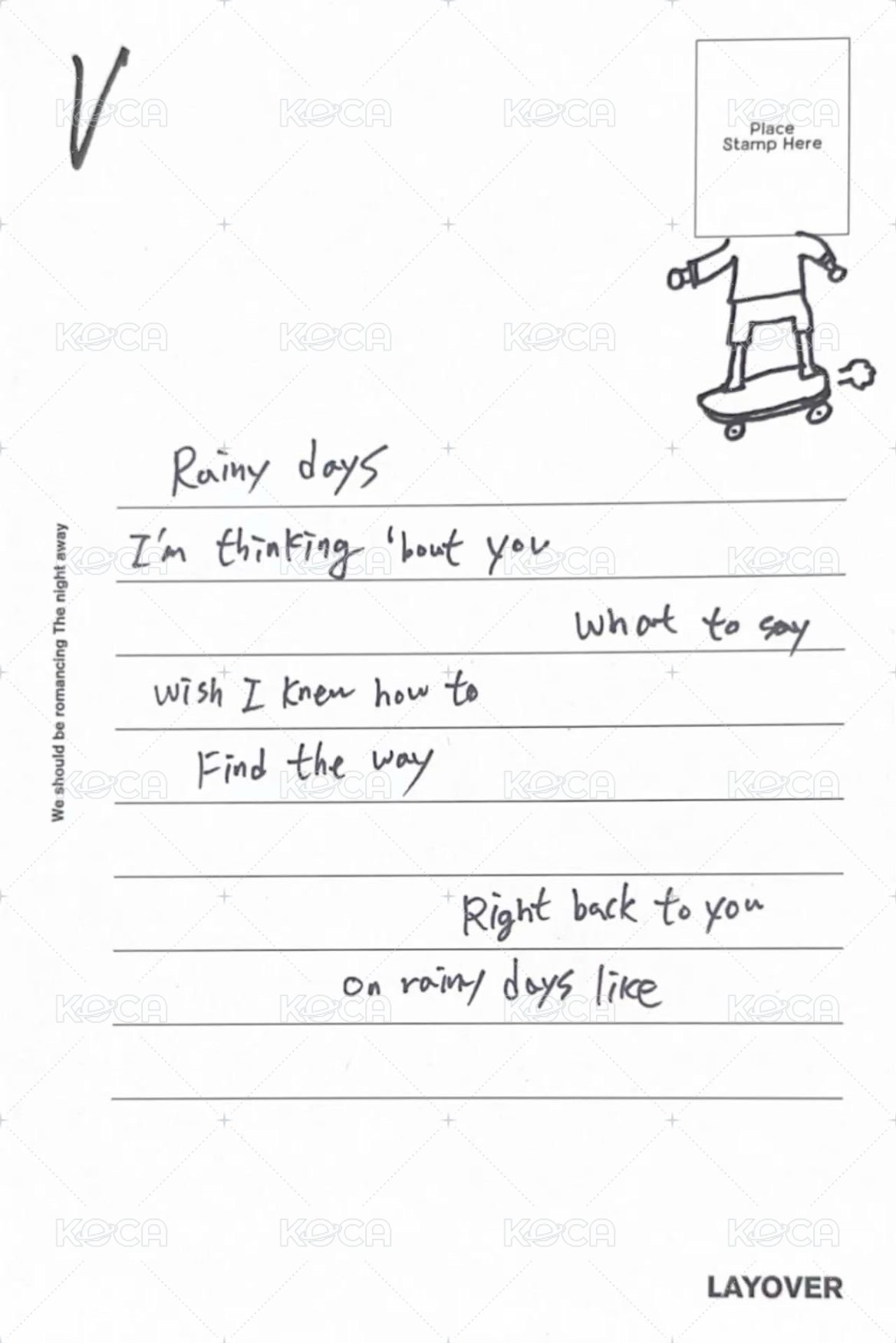 LAYOVER 明信片 紫版 背面