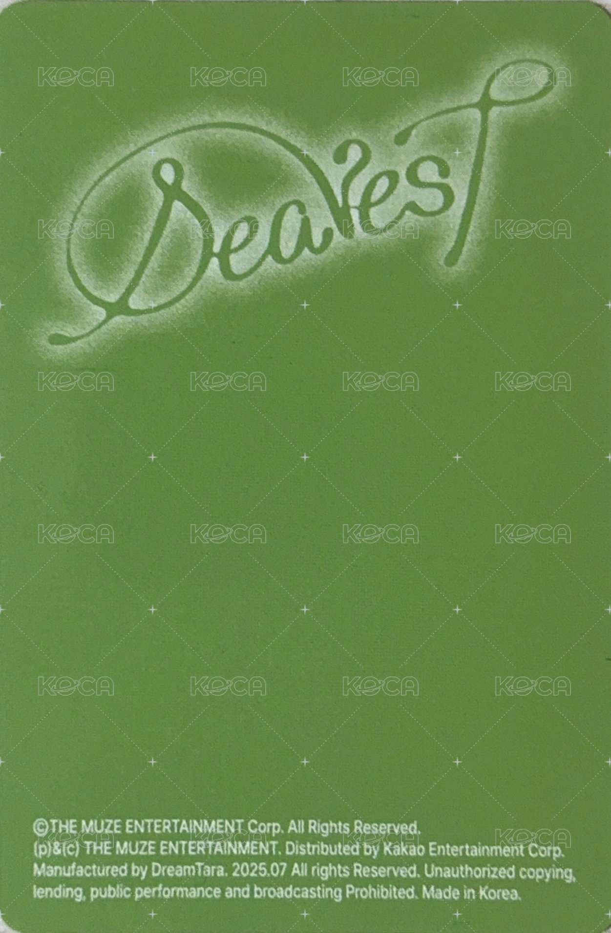 Dearest PB專Dear版 專輯卡  背面