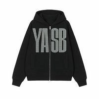 2025 Hall Tour Wandara 夾克 YASB Rhinestone Logo Zip Hoodie黑