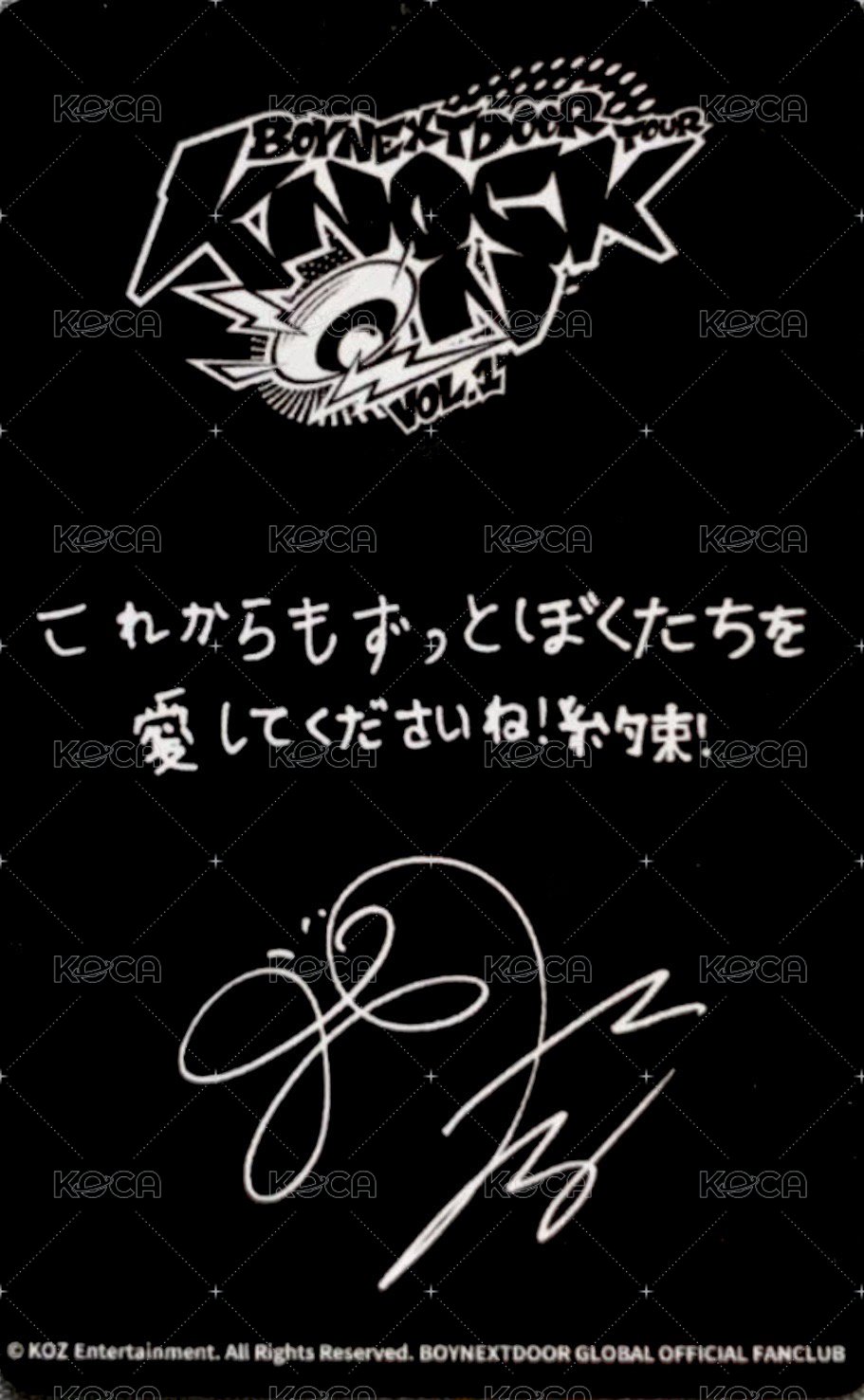 Knock On 巡迴 會員禮卡 日巡 新規入會 4 背面