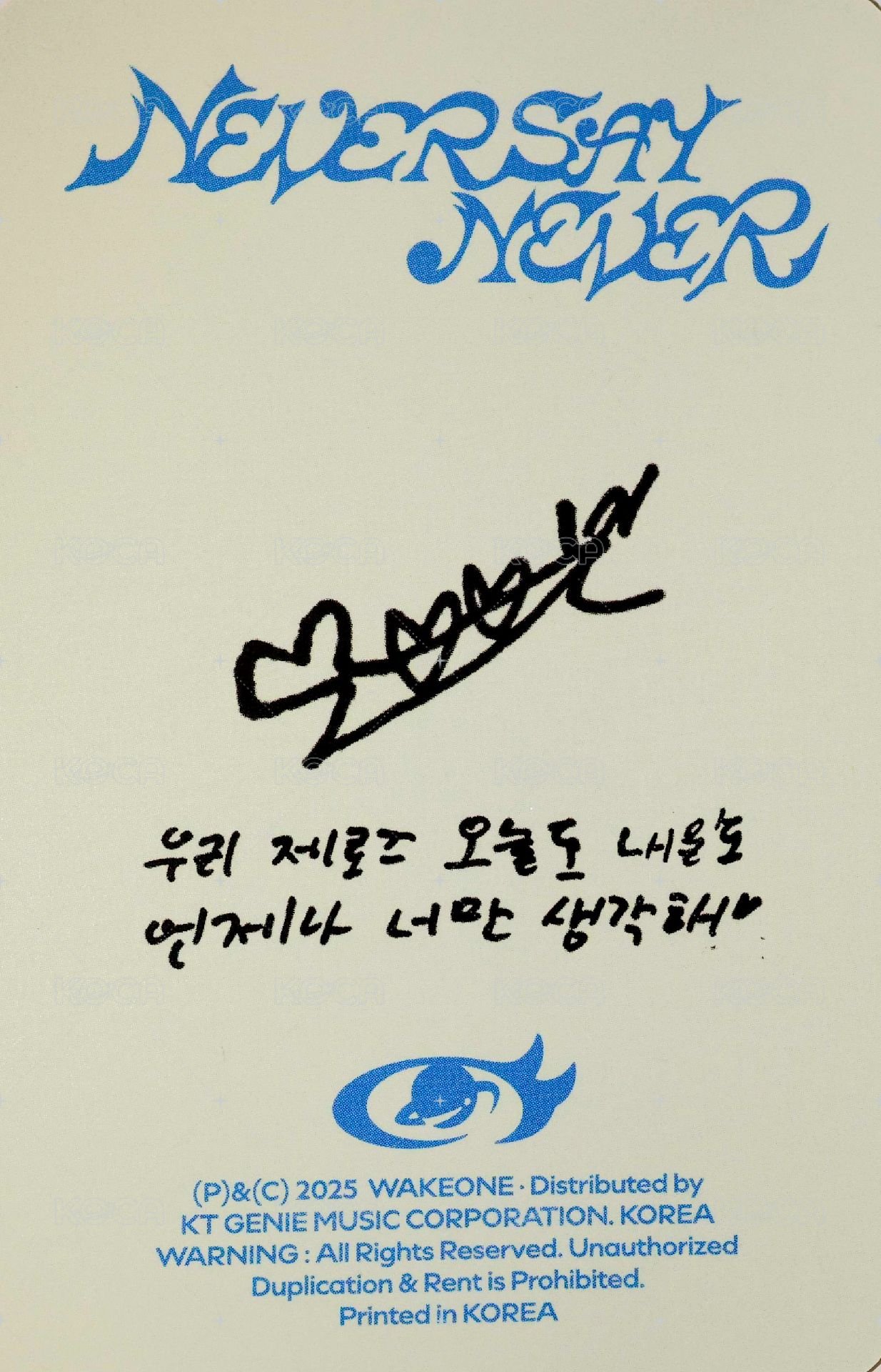 正規一 專輯卡 ORDINARY ver. 背面