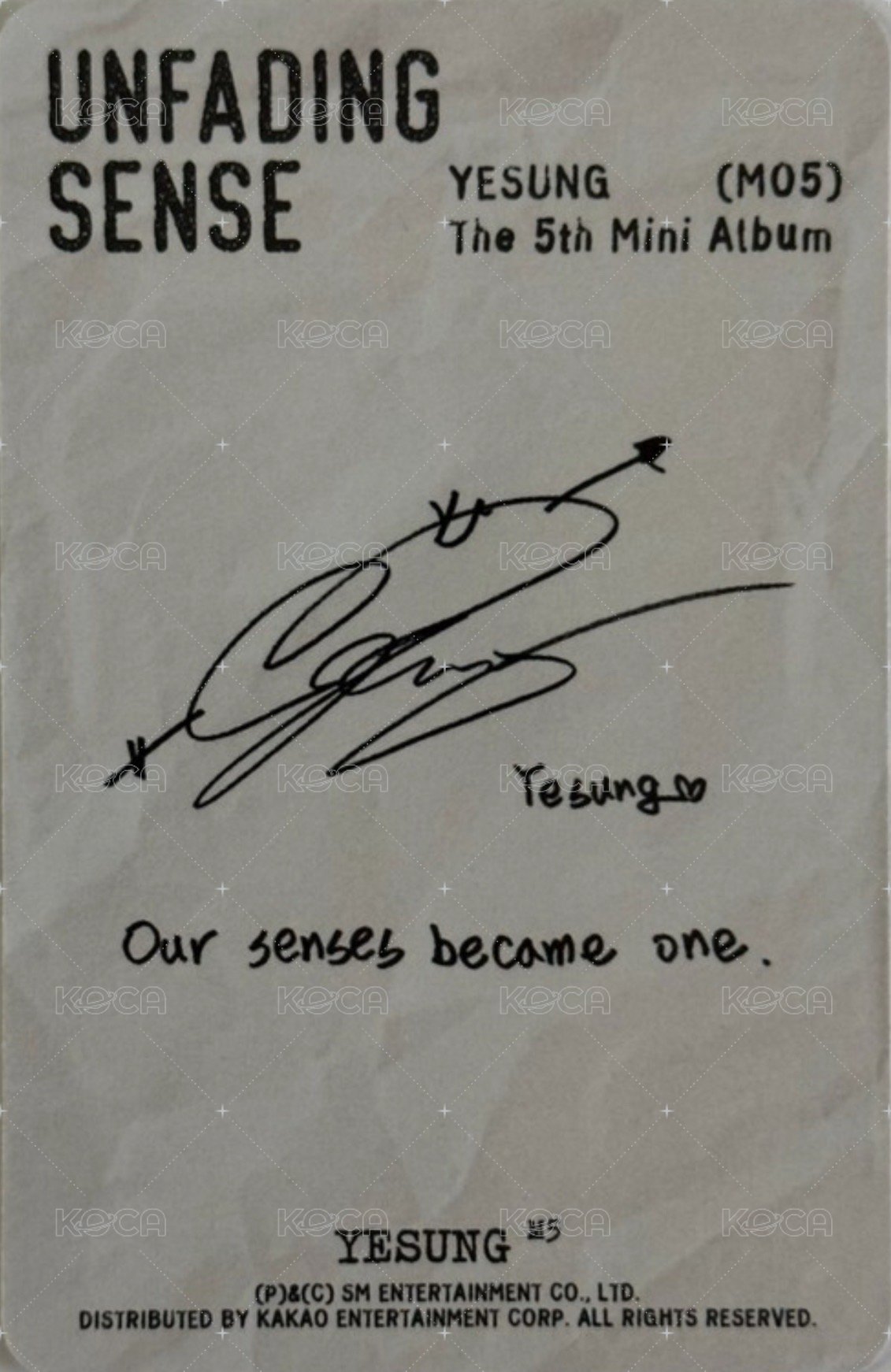 迷五 專輯卡 Fade in Ver. 背面