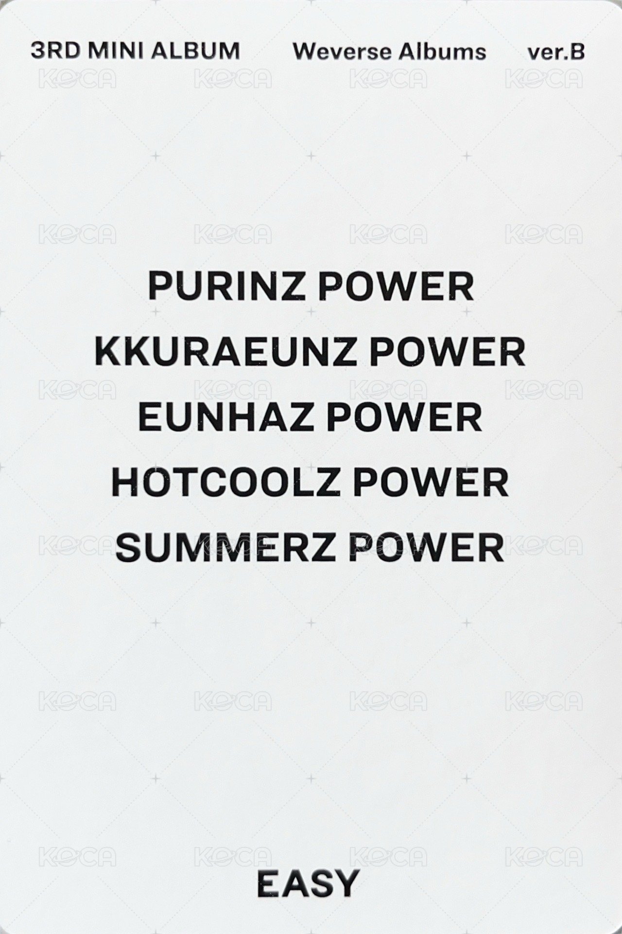 EASY 專輯卡 電子專ver B 背面