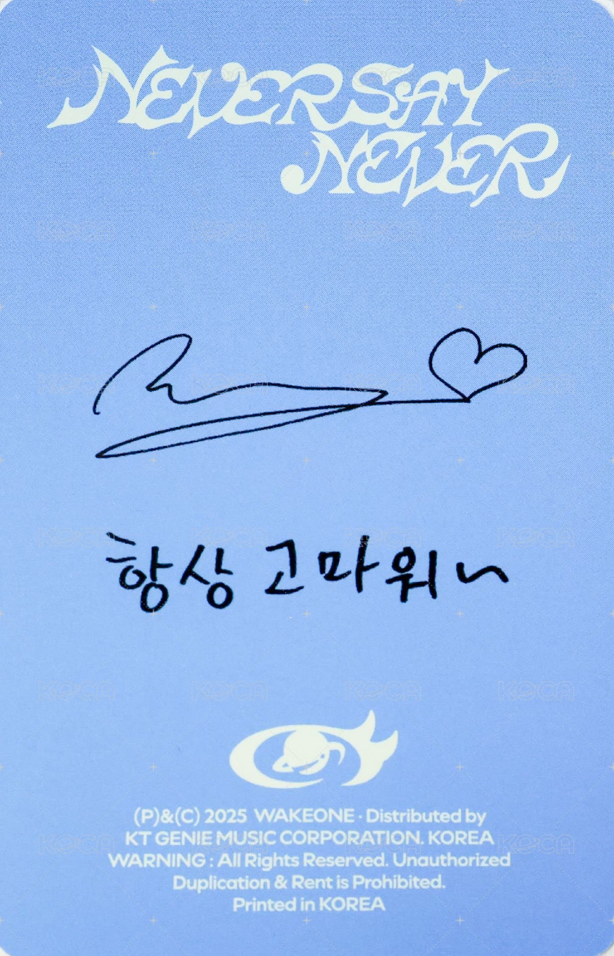 正規一 專輯卡 ORDINARY ver. 背面