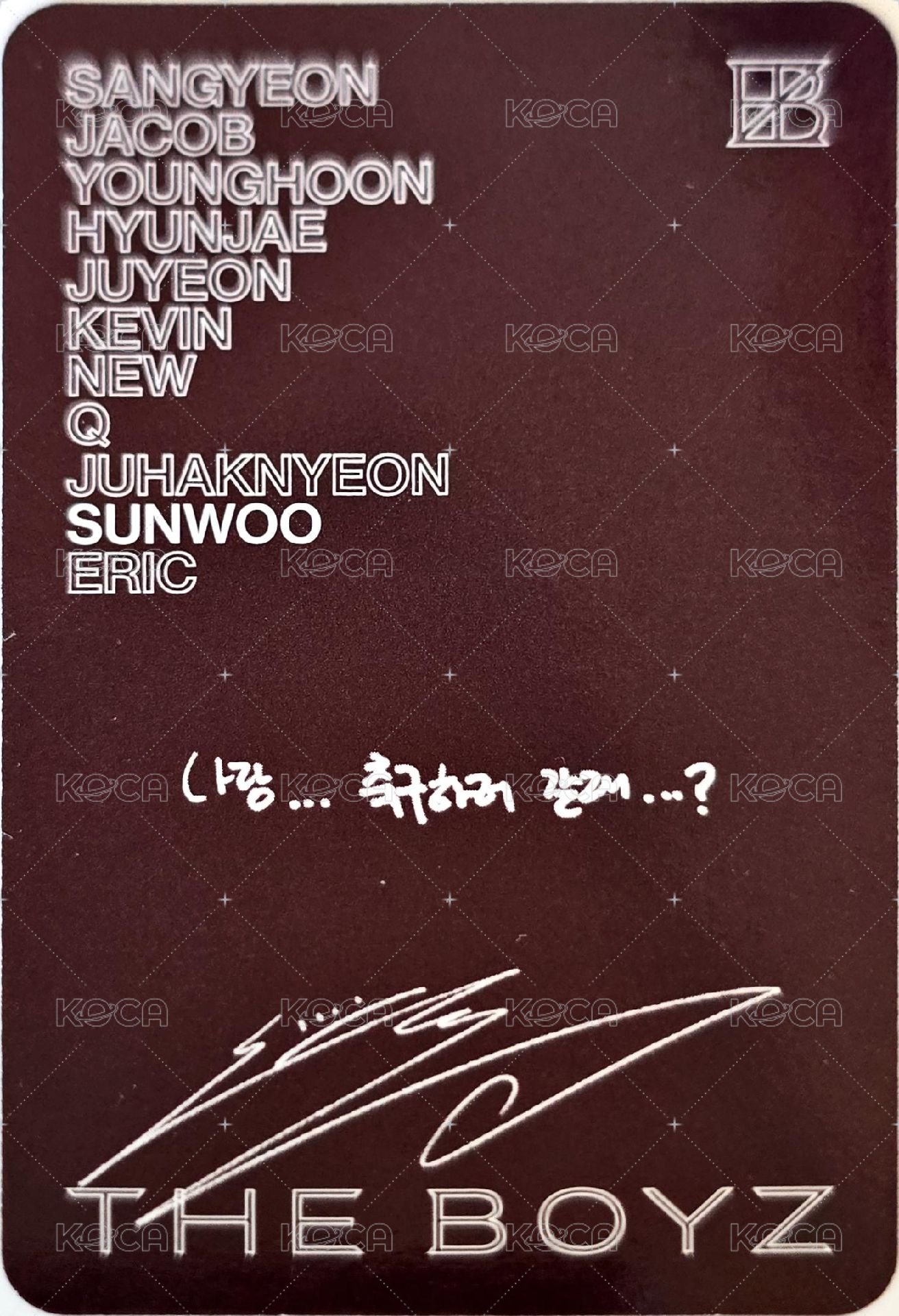 Unexpected 專輯卡  背面