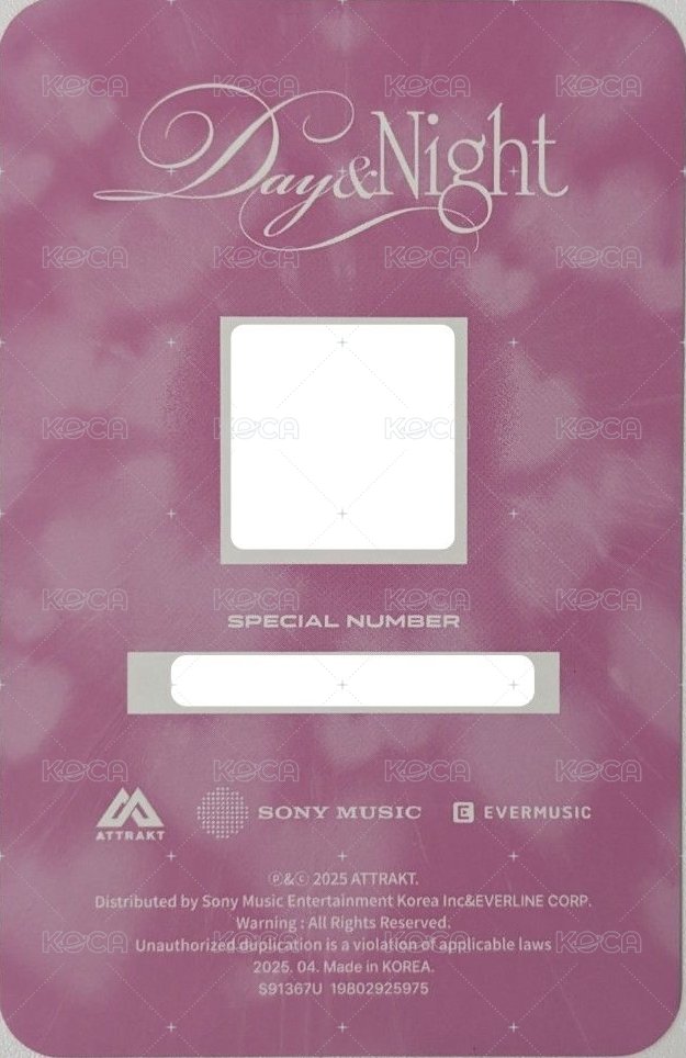 Day & Night 專輯卡 Ever Music版 Day ver. QR卡 背面