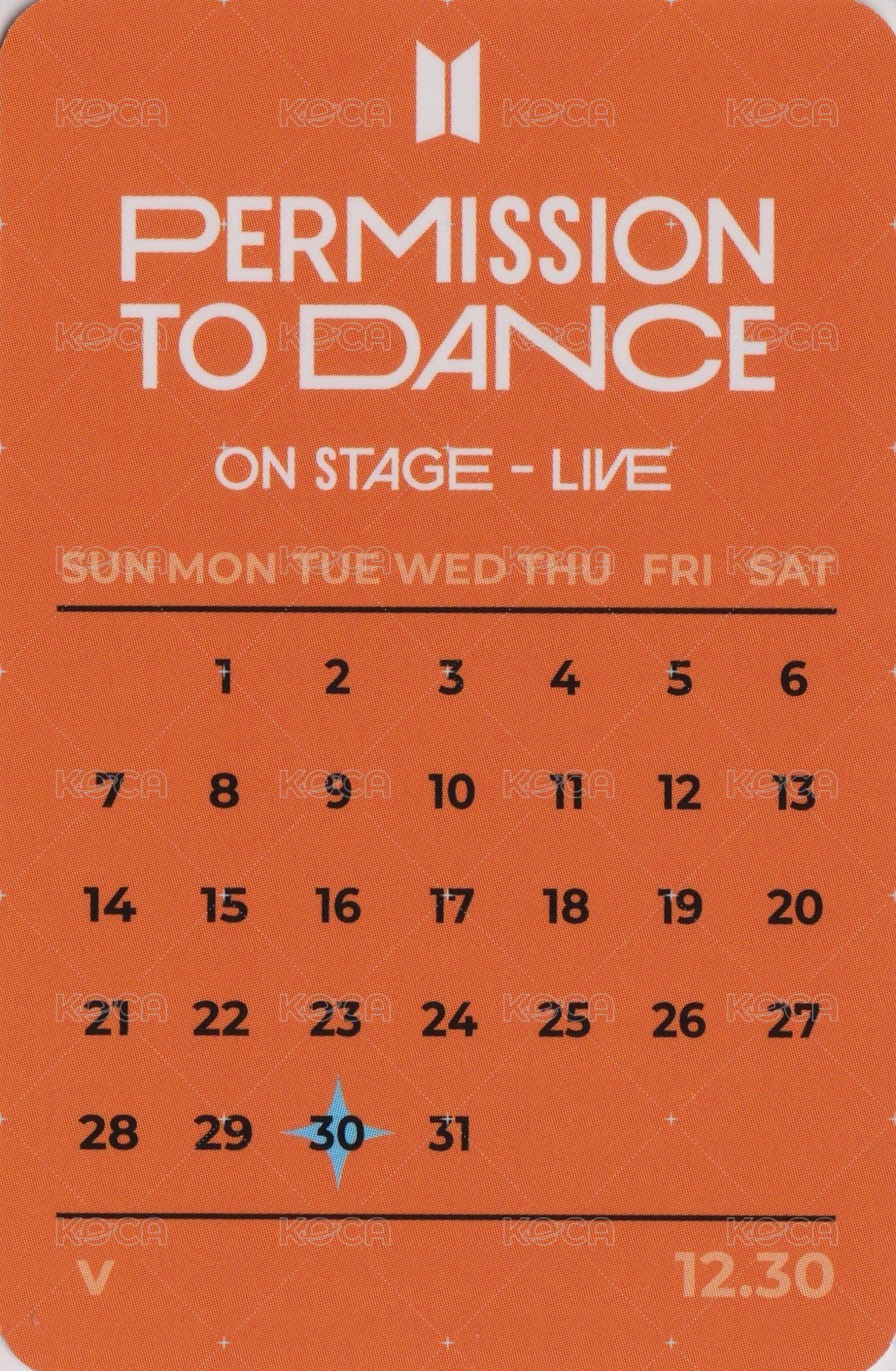 PTD Live yes24 特典卡  背面