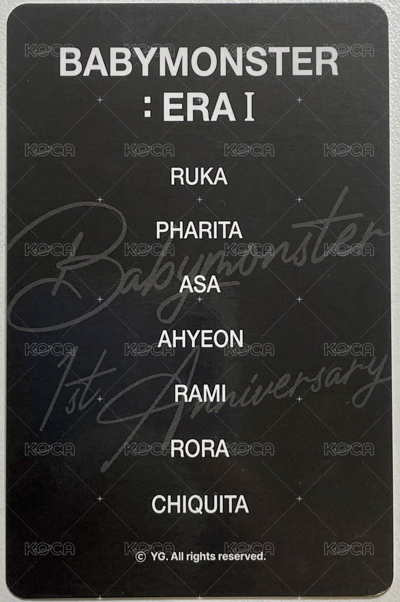 一週年寫真書 yg 特典卡 仁寺洞 ver.d 特典卡  背面