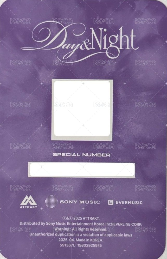 Day & Night 專輯卡 Ever Music版 Night ver. QR卡 背面