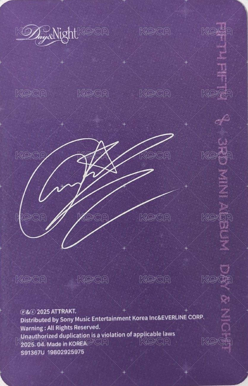 Day & Night 專輯卡 Ever Music版 Night ver. 專卡 背面