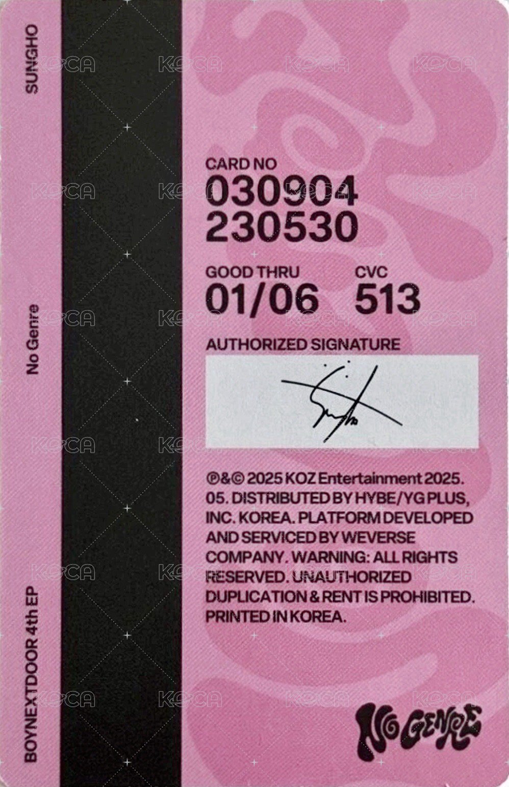 No Genre 專輯卡 電子專 1 背面