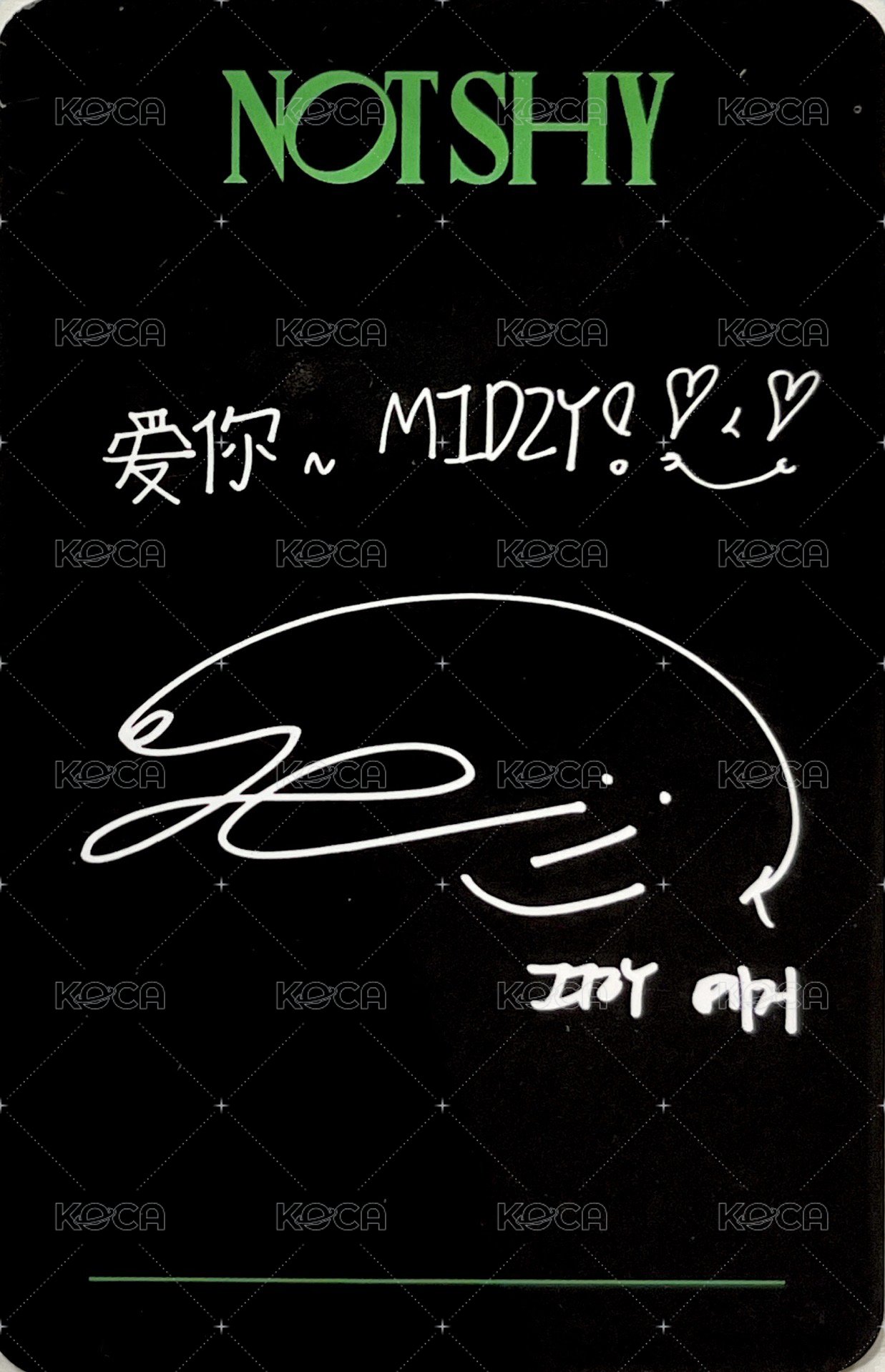 Not Shy yzy 2.0 簽售卡  背面