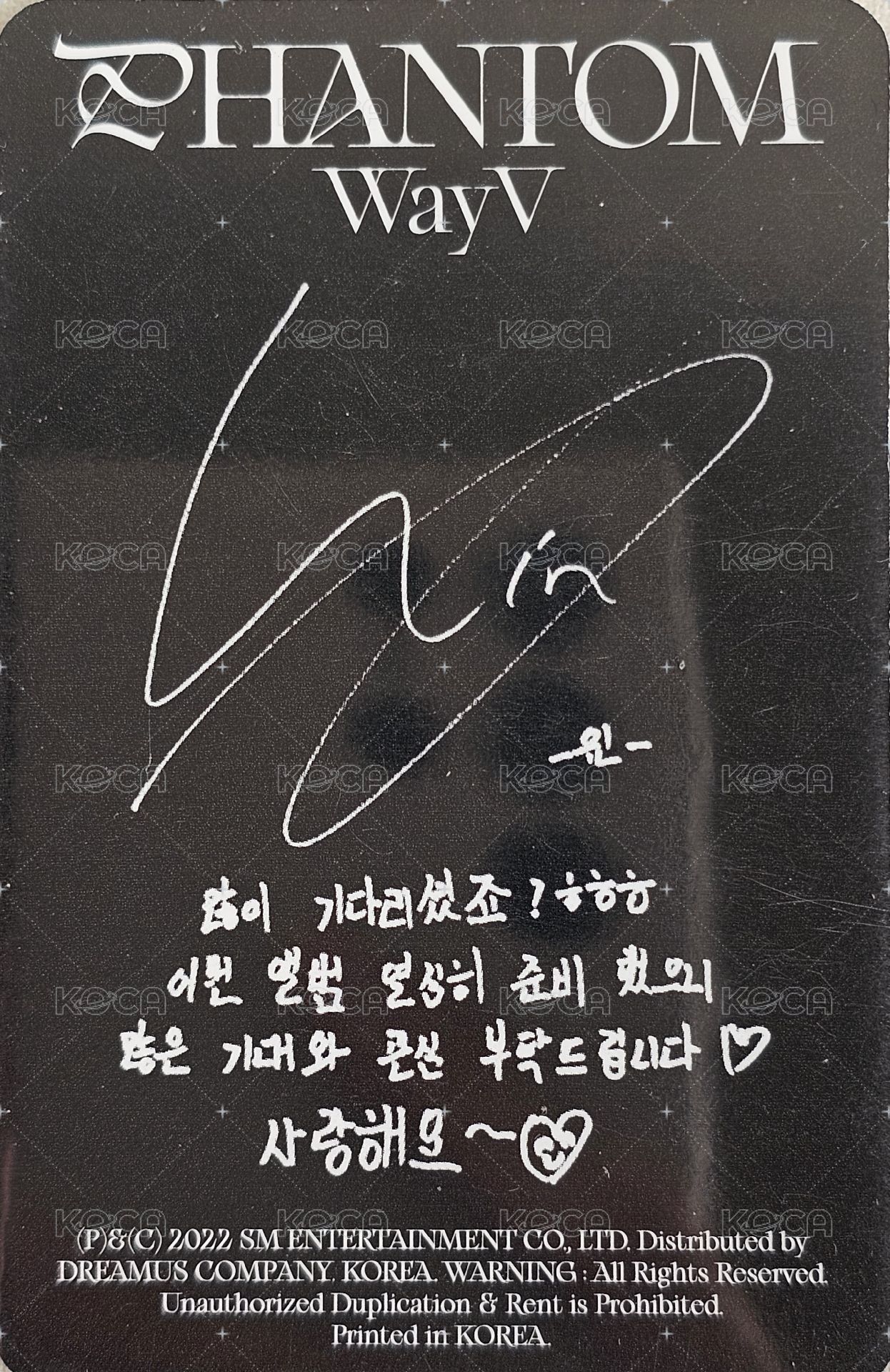 PHANTOM 專輯卡 opera ver 背面