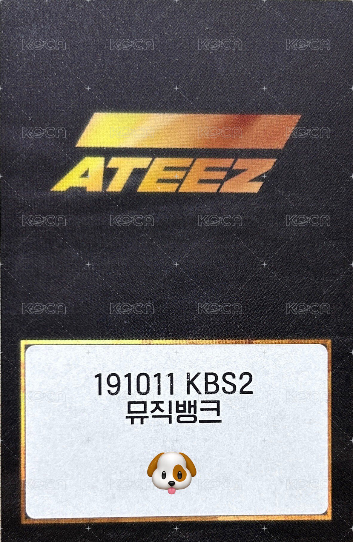 All to Action 打歌卡 191011 KBS2 背面