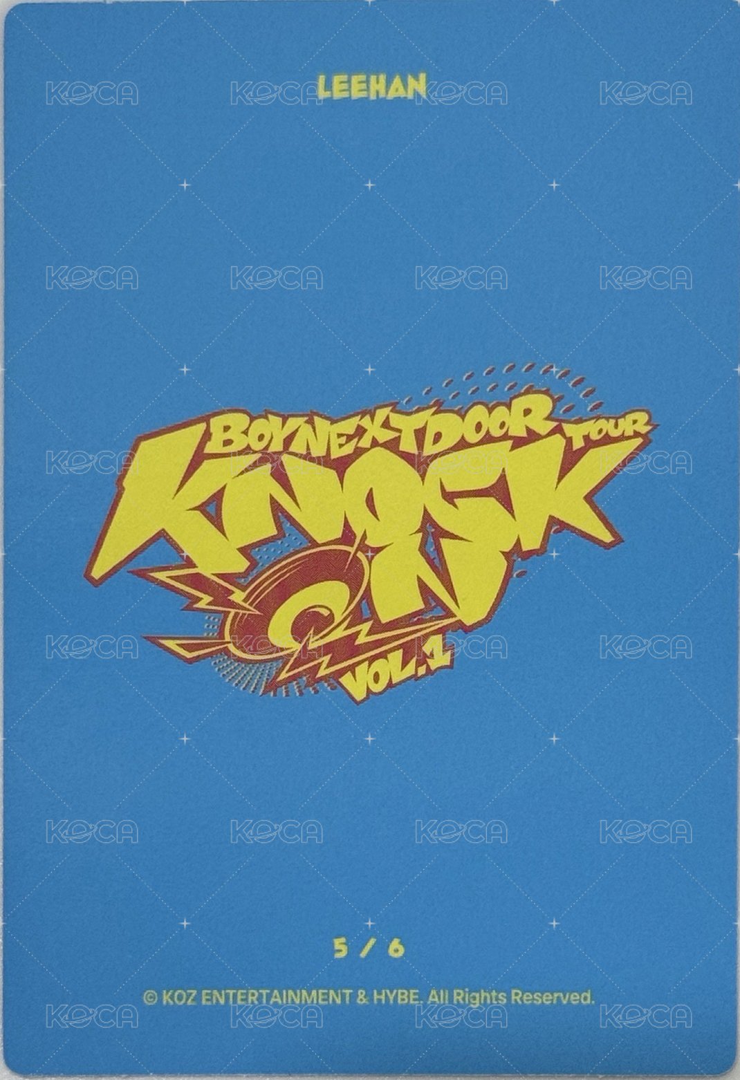 Knock On 巡迴 仁川 隨機卡 5/6 背面