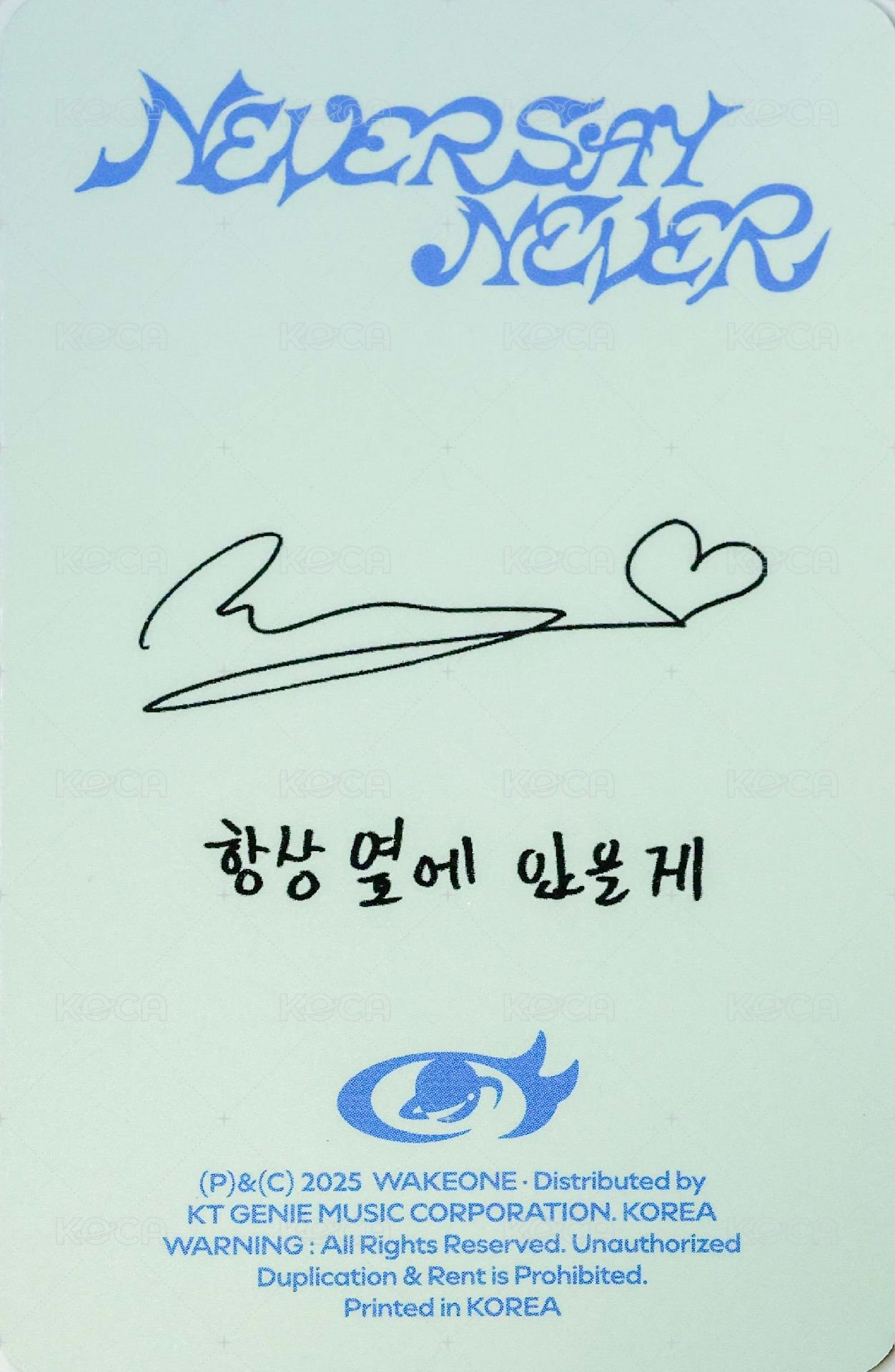 正規一 專輯卡 ORDINARY ver. 背面