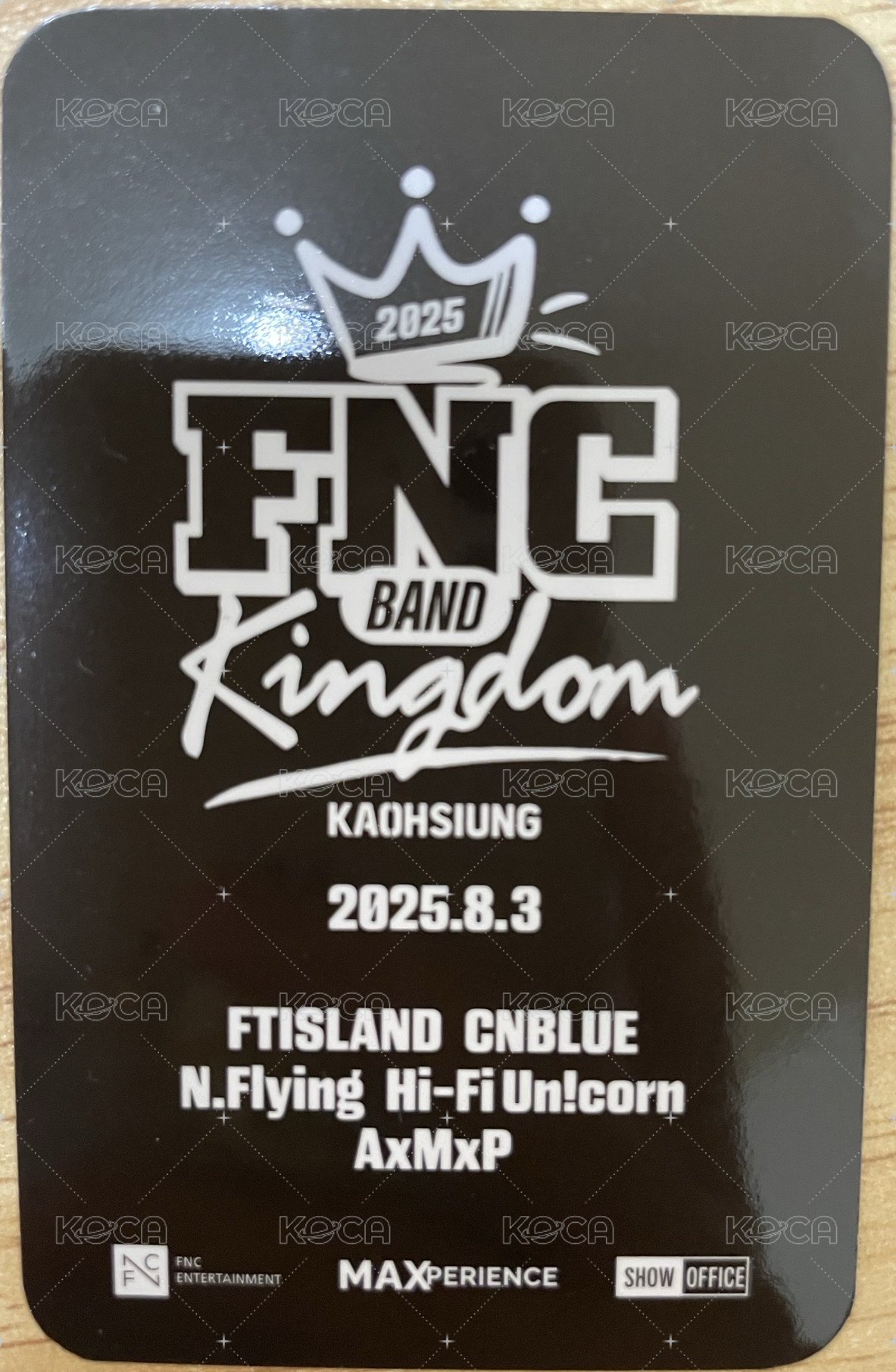 FNC高雄家族演唱會   8/3演唱會 入場卡 / 場限卡  背面