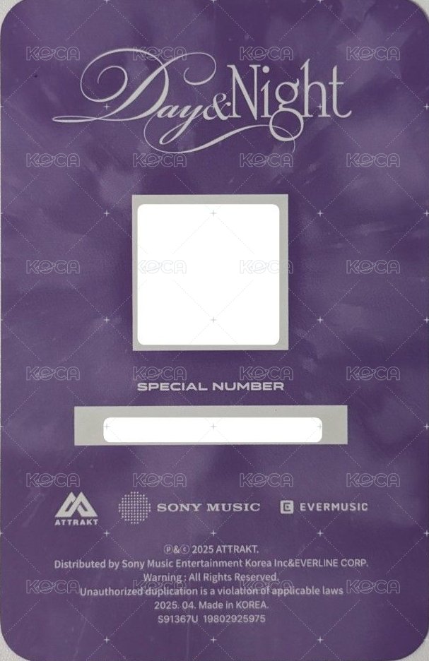 Day & Night 專輯卡 Ever Music版 Night ver. QR卡 背面