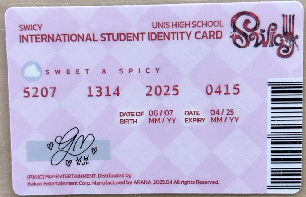 SWICY 專輯卡 ID卡 背面