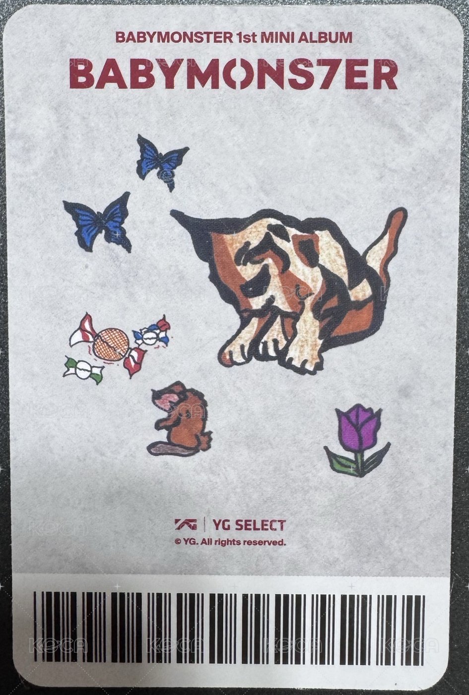 BABYMONS7ER yg 團封預售ver.A 特典卡 棒棒糖 背面