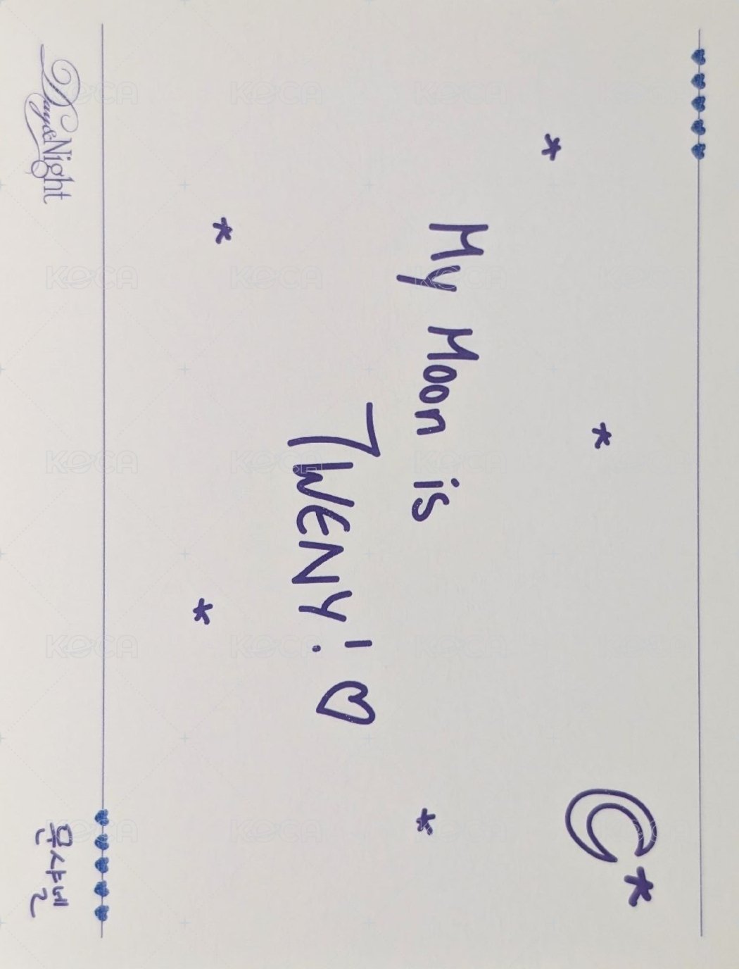 Day & Night 專輯卡 Ever Music版 Night ver. 手寫卡 正面