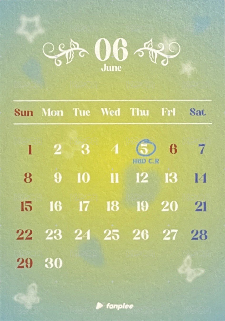 2025年曆 fp 特典卡 月曆卡 背面